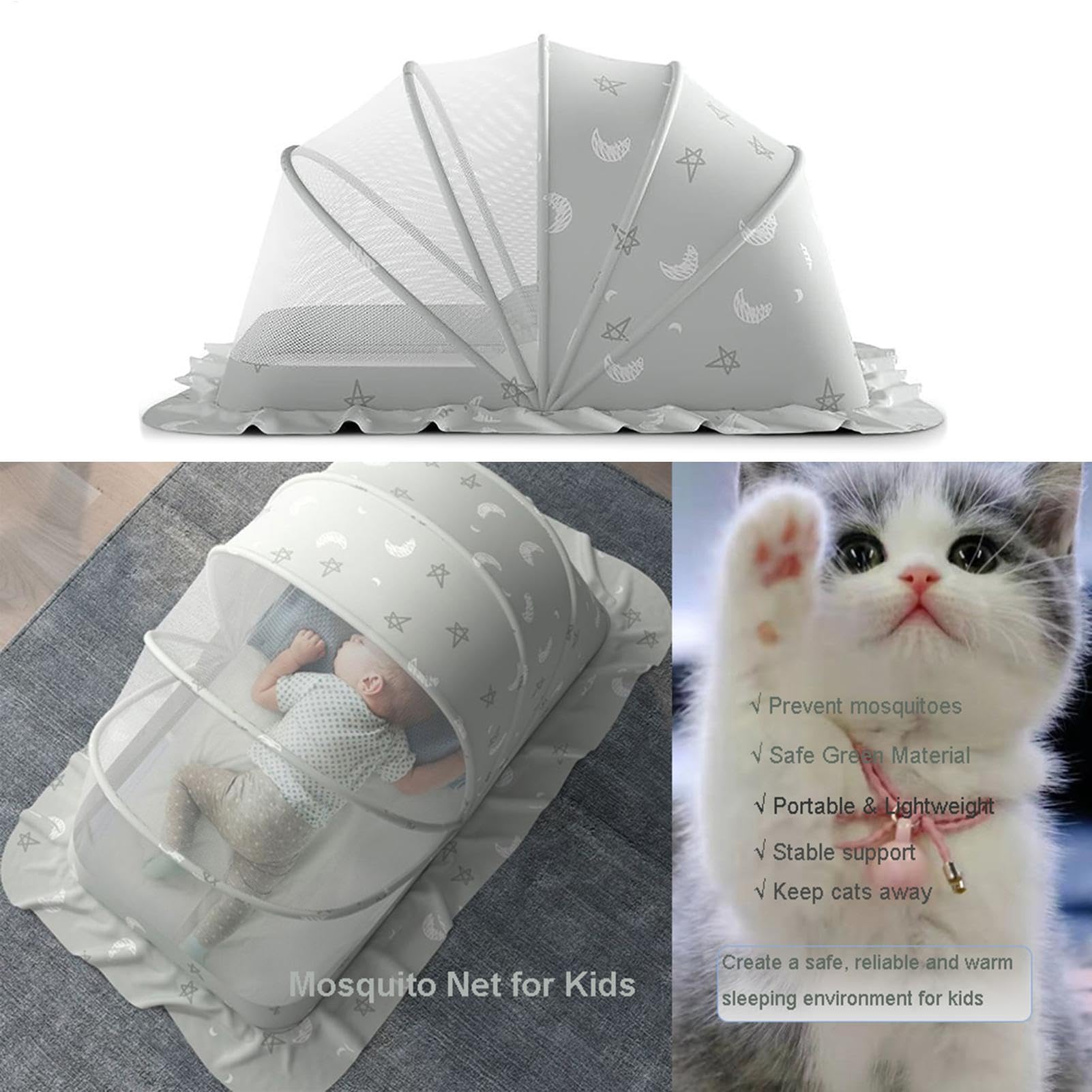 Babysicherheit Kinderbett Zelt, Babybett Zelt | Klappernte Netting -Babybettwäsche | Semi-Shading Foldable Tragbares Babybett-Sicherheits-Baldachin-Netzabdeckung für Kleinkindbett sicher