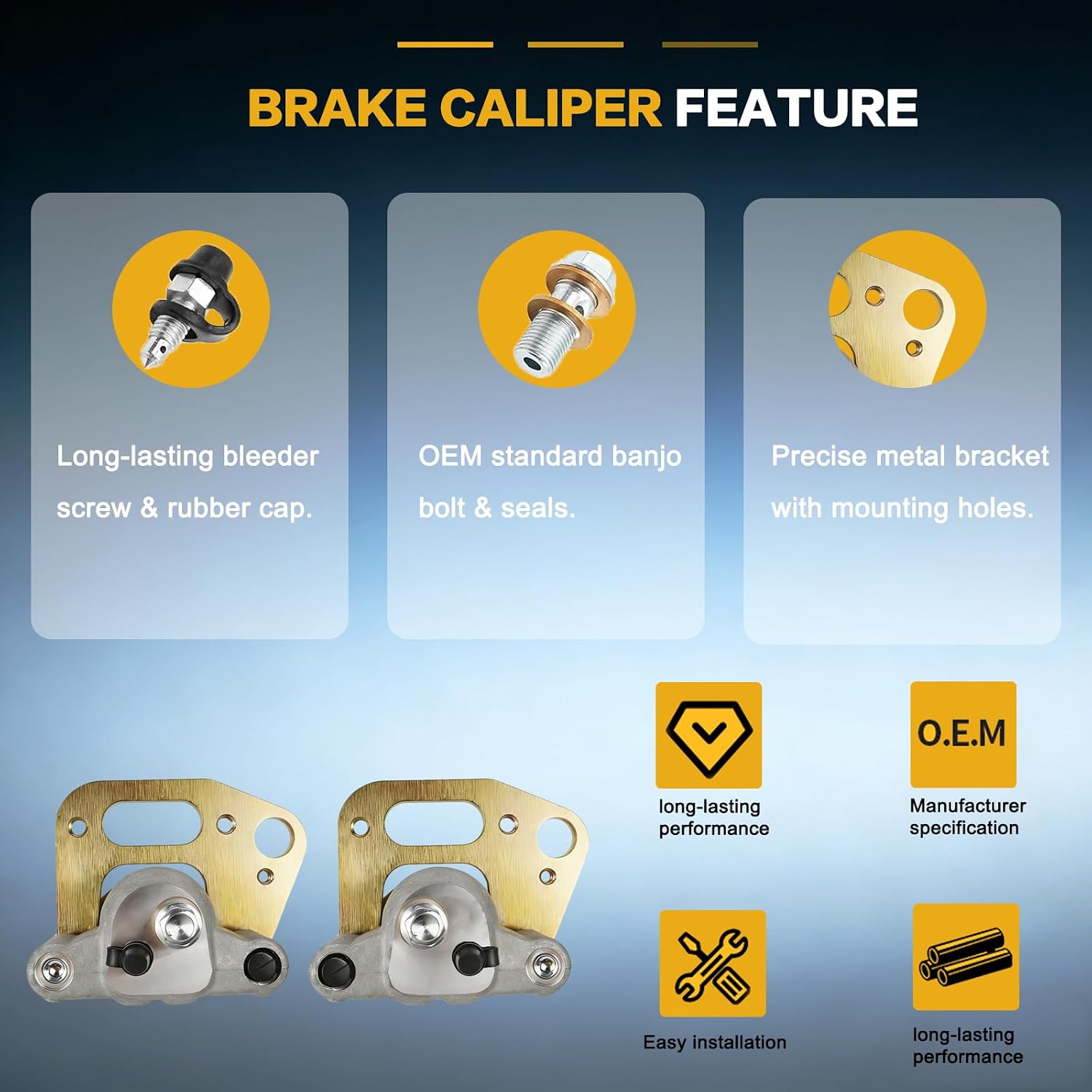 GSPSCN Front Left & Right Brake Calipers w/Pads & Bracket for 1999-2000 Polaris Magnum 500 Ranger 500 Sportsman 500 Worker 500 Xpedition 425 Xplorer 400,# 1910309 1910310 1910234 1910310
