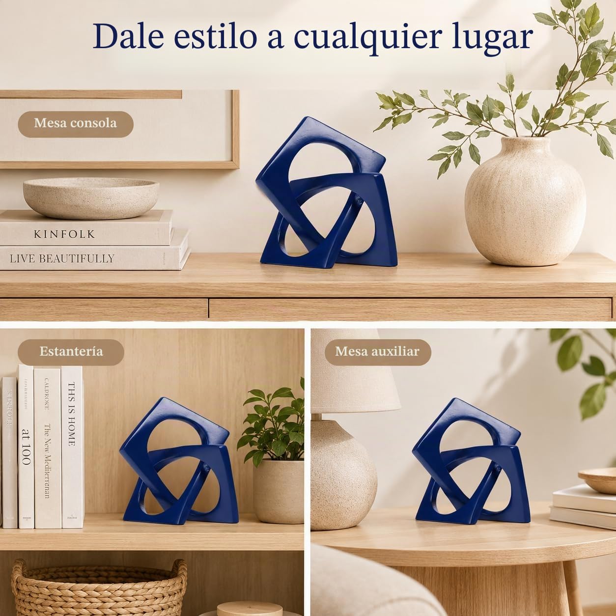 XMGZQ Escultura Moderna de Cubo geométrico,decoración de Estatua de Nudo Azul,estantería para el hogar,Centro de Mesa Decorativo,Escultura de Cubo y Figuras,Acento de decoración del hogar Azul Marino