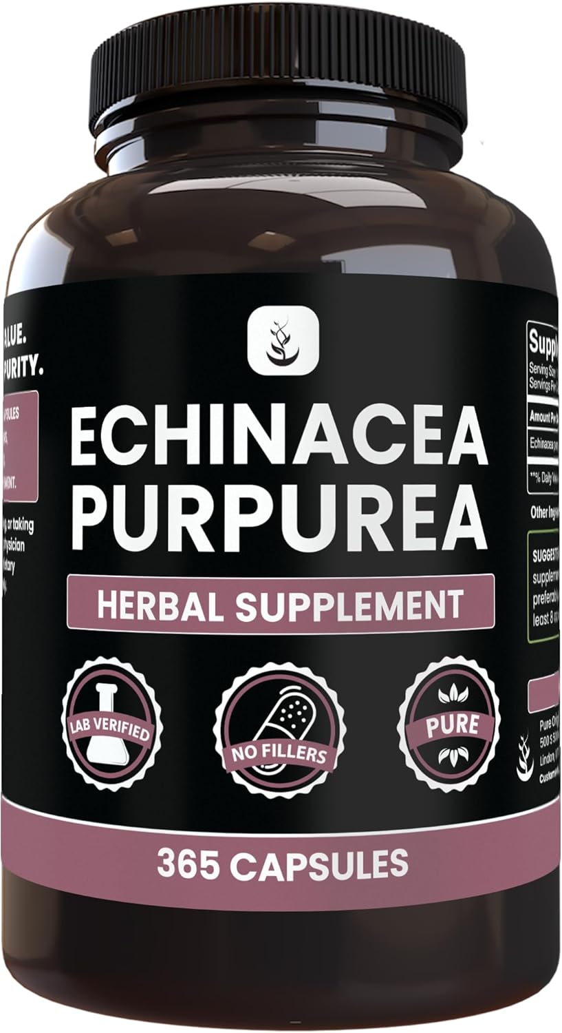 PURE ORIGINAL INGREDIENTS Echinacea Purpurea (365 Capsules) No Magnesium Or Rice Fillers, Always Pure, Lab Verified
