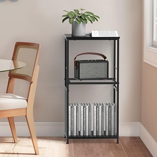 Miniatura 3 de Black Nightstand Record Player TableTurntable Stand with Record Storage 3-Tier Modern Side End Table for Living Room Bedroom Office