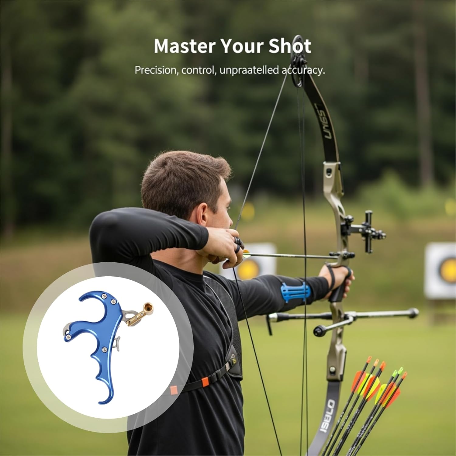 Archery Compound Bow Release Aid, Stable and Safe, 4-Finger Aluminum Alloy Grip, Adjustable Sensitivity, Anti-Slip Trigger, for Enhanced Accuracy