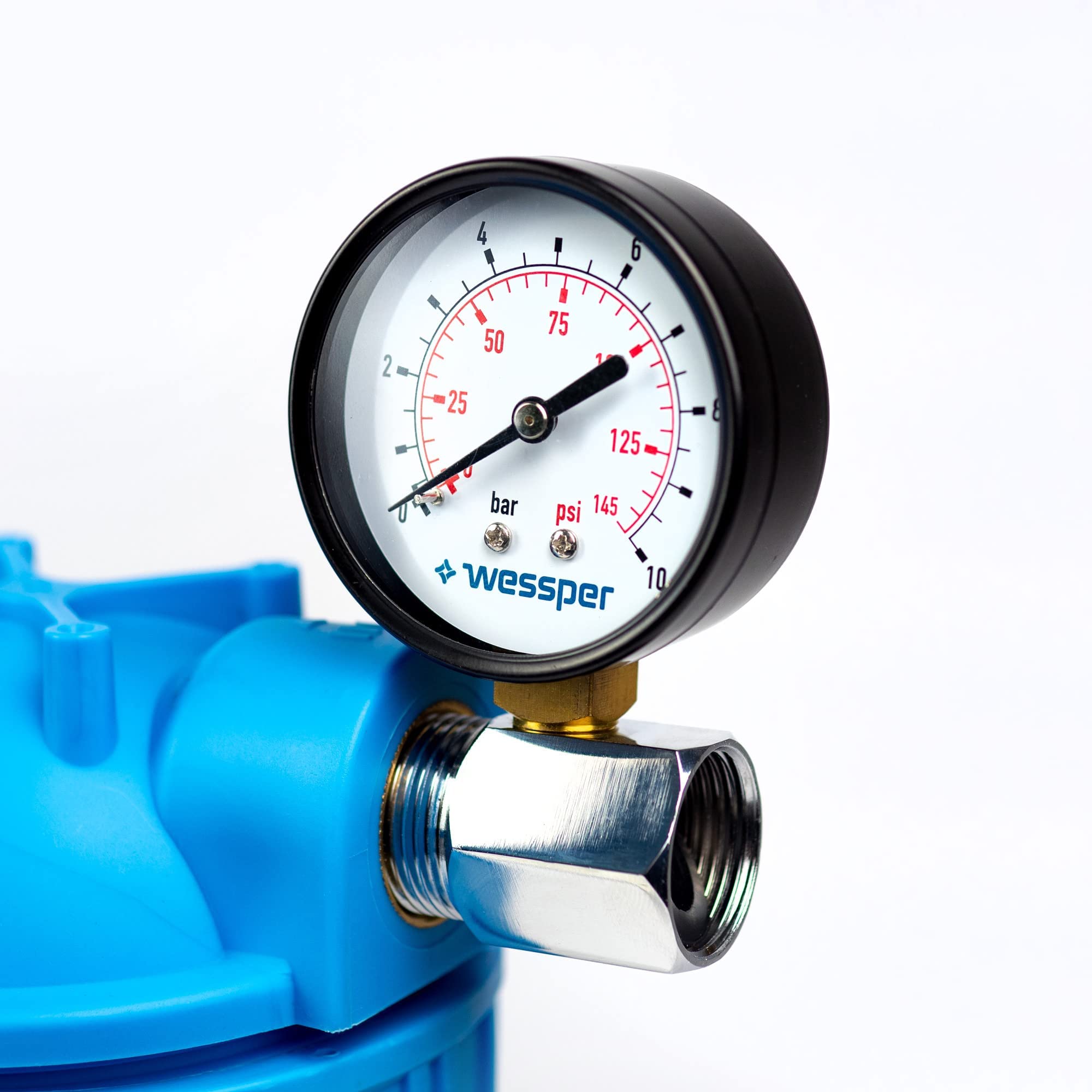 Wessper 2 Pièce Manomètre de Pression d'eau avec Adaptateur, Outil Mesure de Mètre Pression d'eau Hydraulique | Raccordement radial Ø 3/4”, 10 bar / 0-145 psi