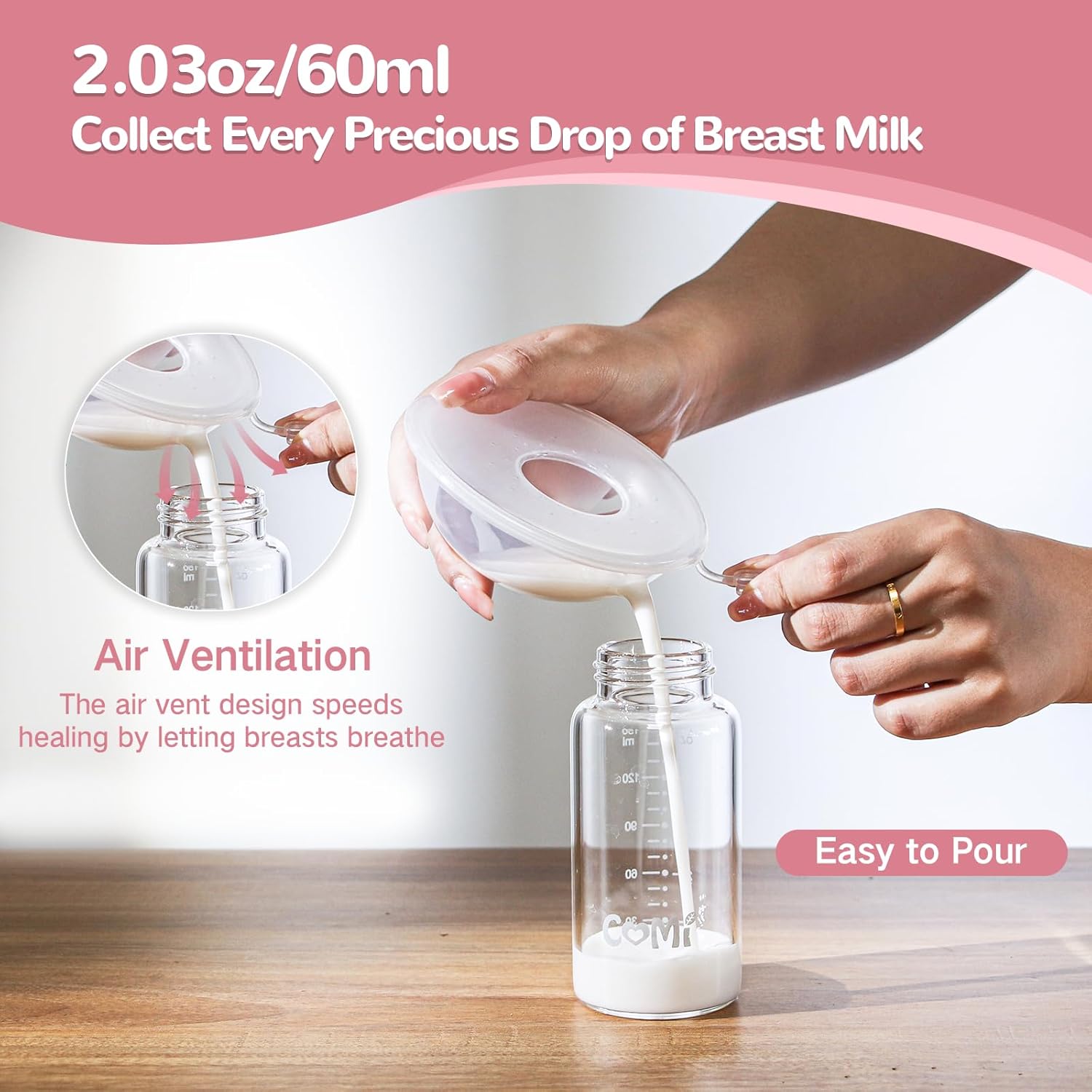 Breast Milk Collector, Milk Collectors for Breastfeeding, Reusable Breast Milk Shells, Catcher Protect Sore Nipples for Breastfeeding,Made from BPA-Free and Food-Safe Silicone(2.03oz,2 Counts) - Image 5