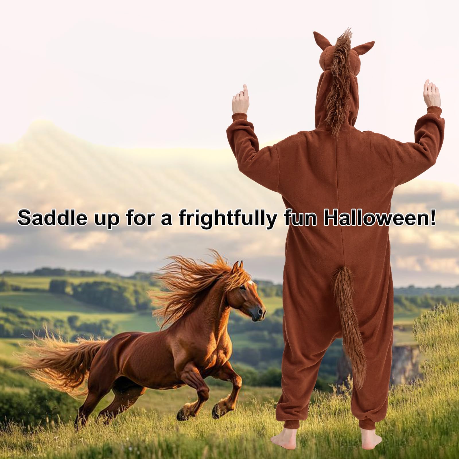 Pigiama intero per adulti, costume da cavallo, per Halloween, cosplay, abbigliamento per la casa
