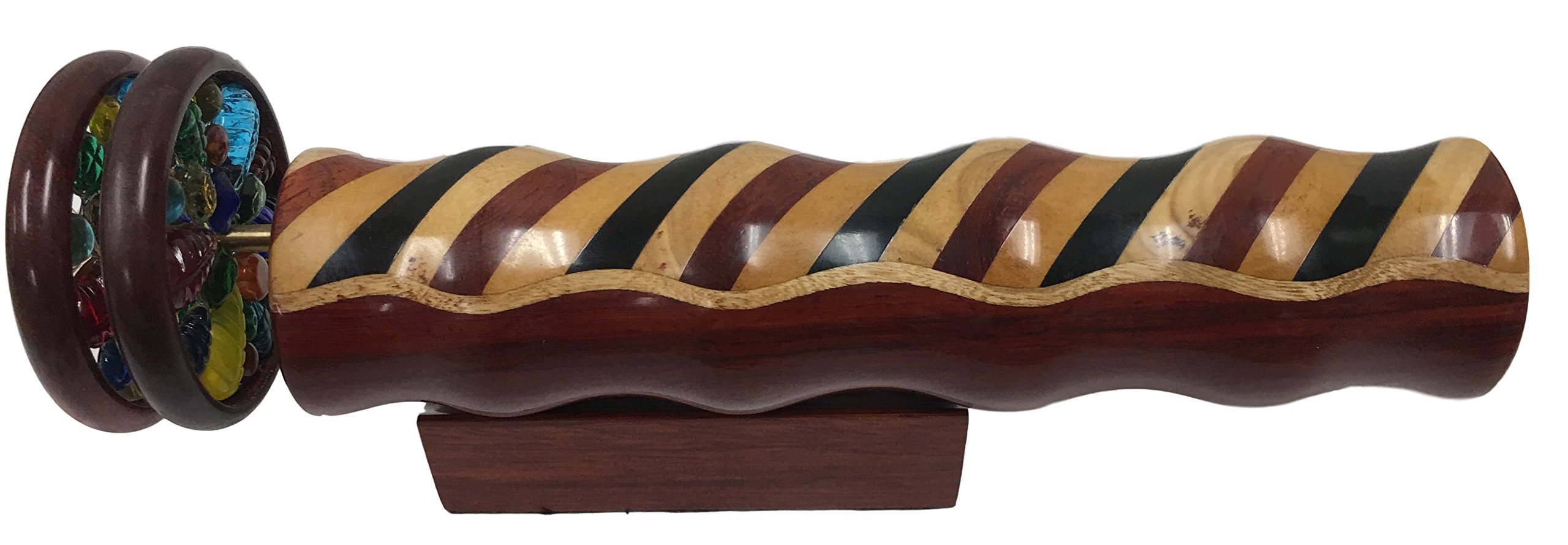 Kaleidoscope in Solid Padauk, with Inlaid Padauk, Jalnleem and Ebony. 20cm Long, Solid Wood Double Jewelled Wheels - by N & J