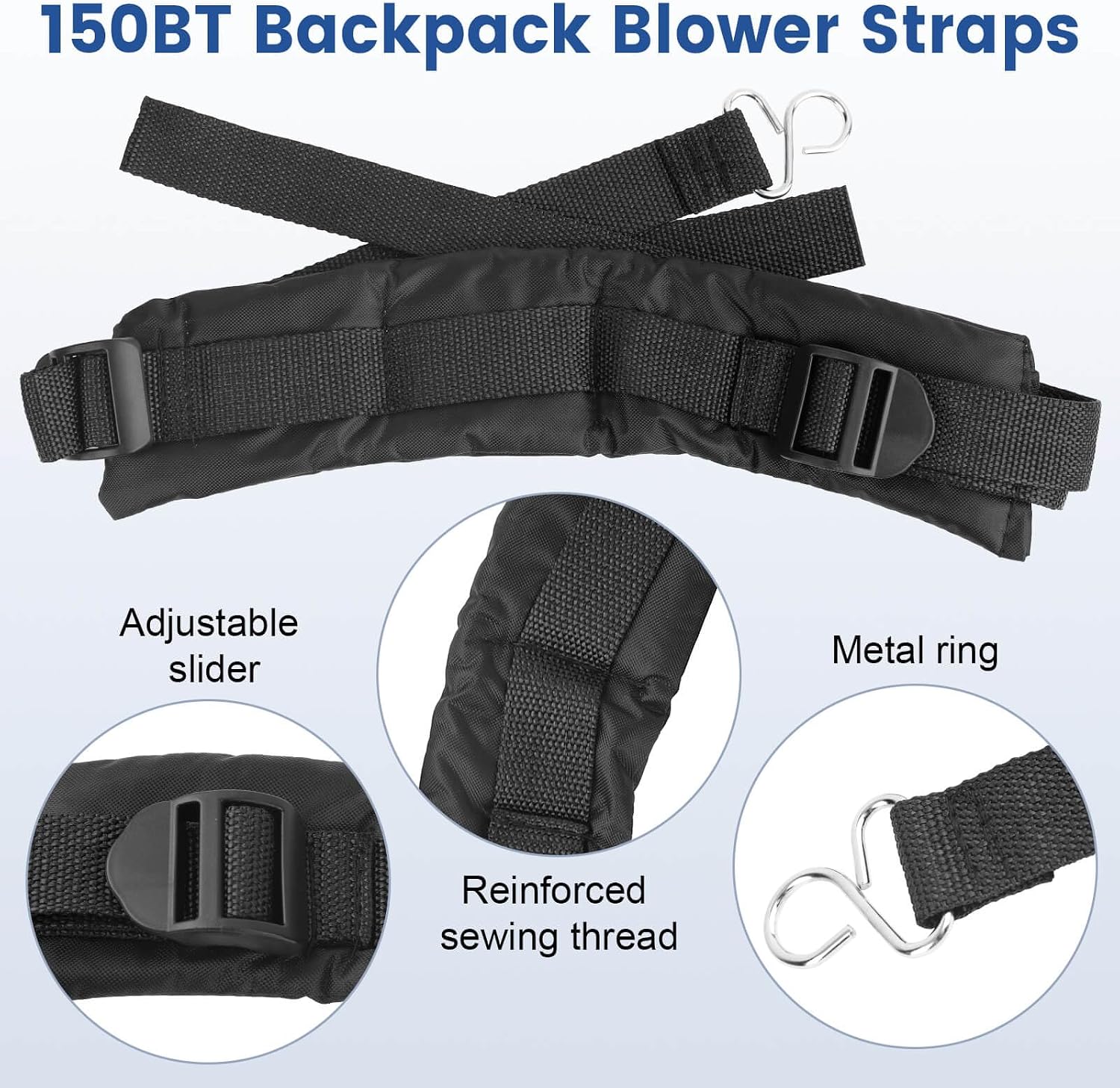QCG 150BT Shoulder Strap Harness Compatible with Husqavarna 150BF 150BT 170BF 170BT 350BF 350BT 370BFS 370BTS Backpack Blower Replace 511803001 511802901 Left & Right Shoulder Strap Set