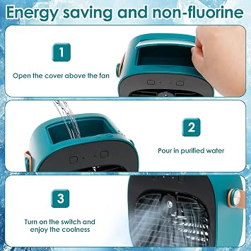 Portable Air Conditioner Cooling Fan, USB Rechargeable Personal Mini Air Conditioner Fan, Portable Air Cooler Fan for Office, Home, Bedroom, Car, Camping, Travel (Green)