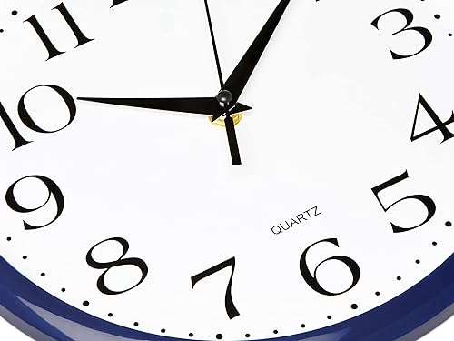 Miniatura 4 de Bernhard Products Navy Wall Clock Silent Non Ticking - 10 Inch Quality Quartz Battery Operated Round Easy to Read