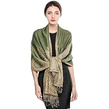 Pashmina Scarf for Women Luxury Warm Wrap Silky Feel Shawl Paisley Hijab in Rich Colours with Fringes 78.5''X27.5''