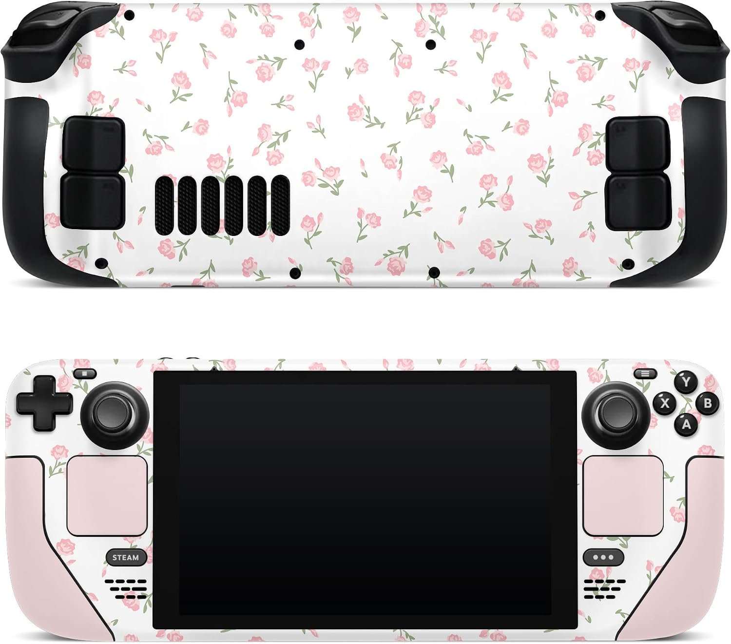 ZOOMHITSKINS Console Skin Compatible with Steam Deck, Sakura Green Cherry Blossom Japan Design, Bubble-Free, 3M Vinyl Skin Decal Accessories, Made in The USA