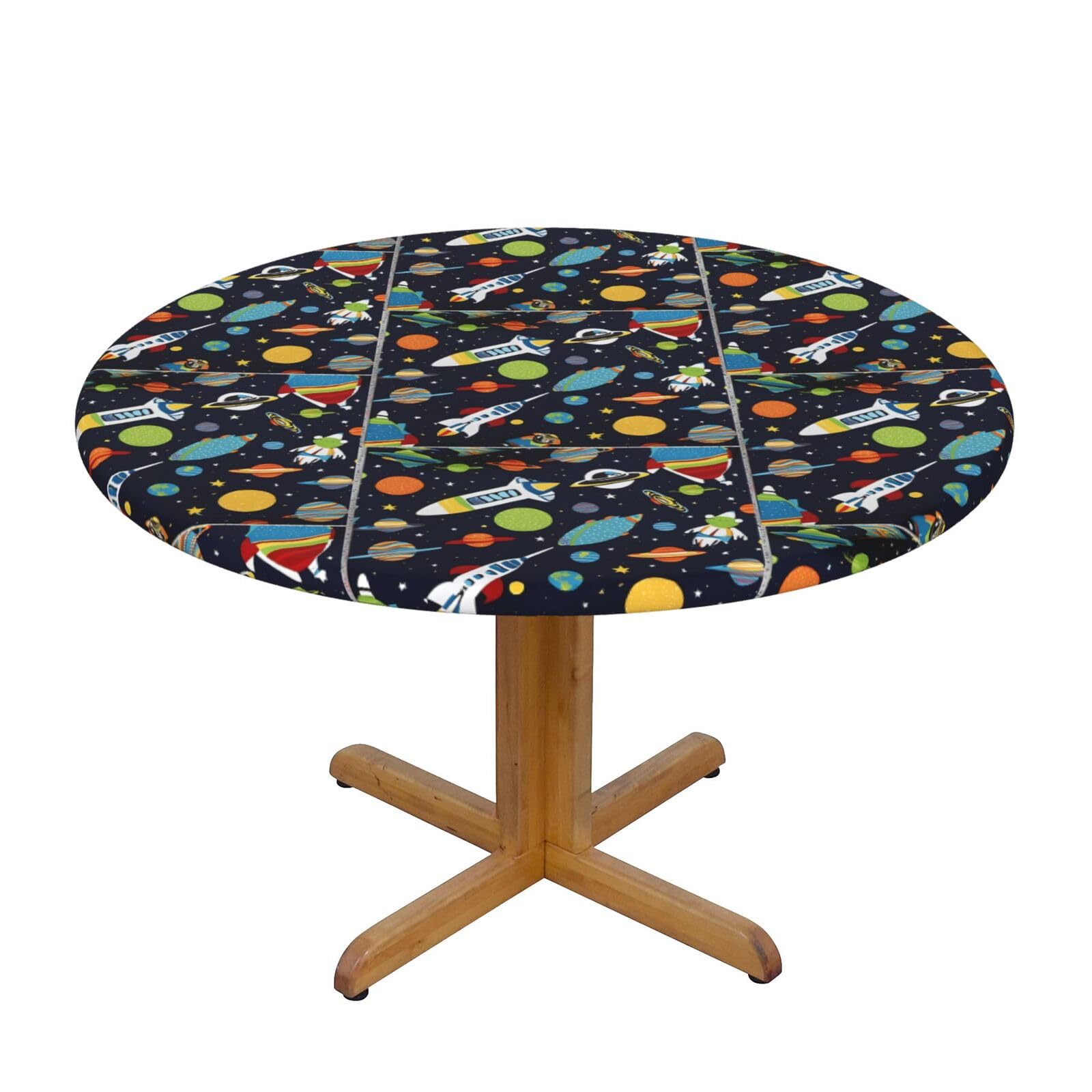 Nappe ronde élastique motif astronaute pour repas en extérieur