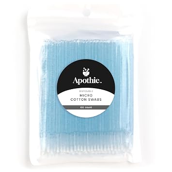 100PCS Disposable Micro Applicator Brush 100 Pieces, Blue Crystal Lash Glue Microswabs for Eyelash Extensions, Cotton Brush Swab for Applying Makeup, Microfiber Tips