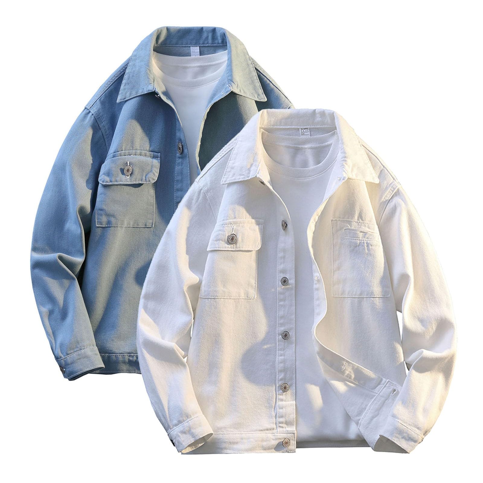Generico Giubbino Jeans Uomo Giacca Giubbotto Oversize Abbigliamento Casual Mezza Stagione di Denim Autunnali Giacchetto Cowboy Primaverile