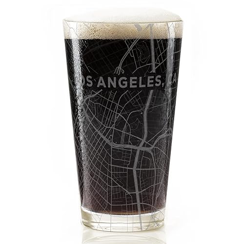 Miniatura 3 de LOS ANGELES CALIFORNIA Engraved City Street Map Beer Pint Glass  Perfect Drinking Gift Idea & Unique Decor!