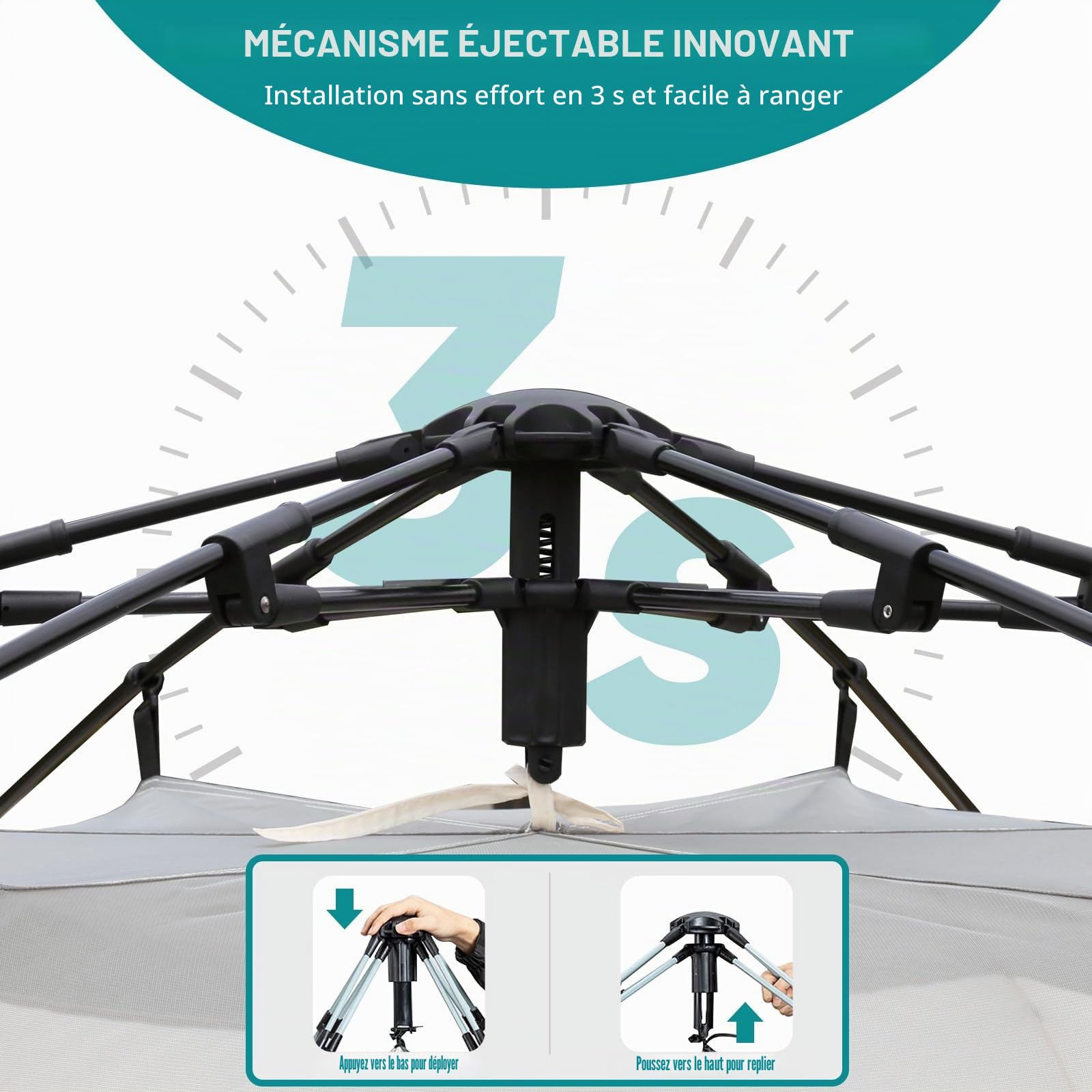 Chihee Tentes de Camping Pop-Up Stand-up Tente familiale avec auvent avec auvent 4 Personnes Tente d'extérieur avec moustiquaire Grande capacité, Imperméable et Coupe-Vent, Installation Facile
