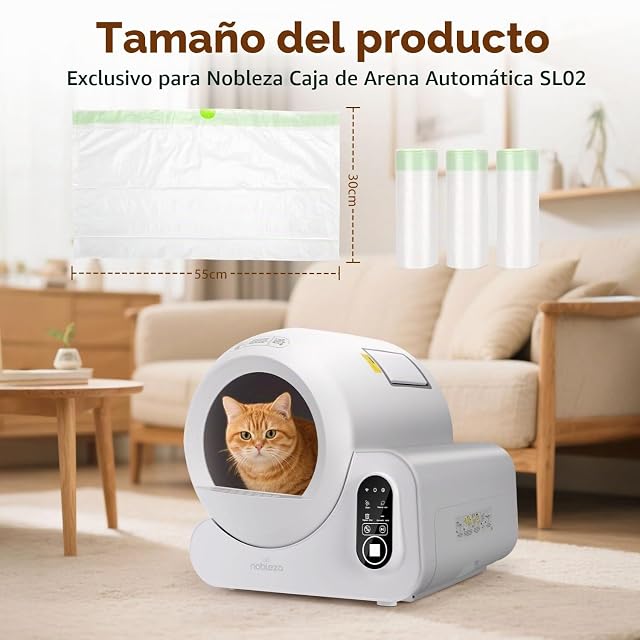 Foto 2 de 7 de Nobleza - 100 Bolsas para Arena de Gato (5 Rollos x 20) 30×55 cm