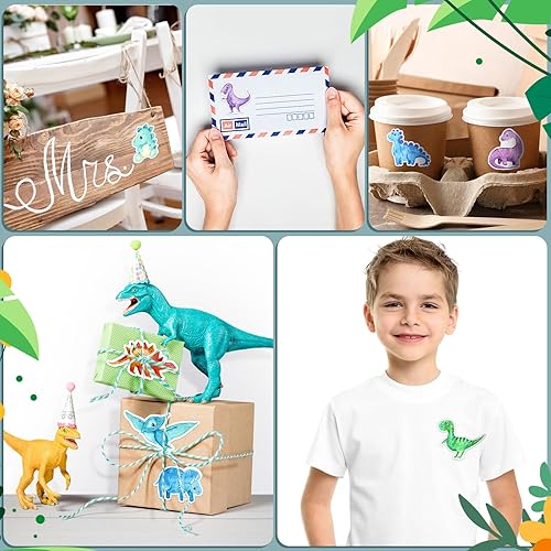 Miniatura 6 de 1 rollo de calcomanías de dinosaurio de animales, recompensa, suministros de oficina, incentivos, animales, calcomanías de fiesta de Navidad, 500