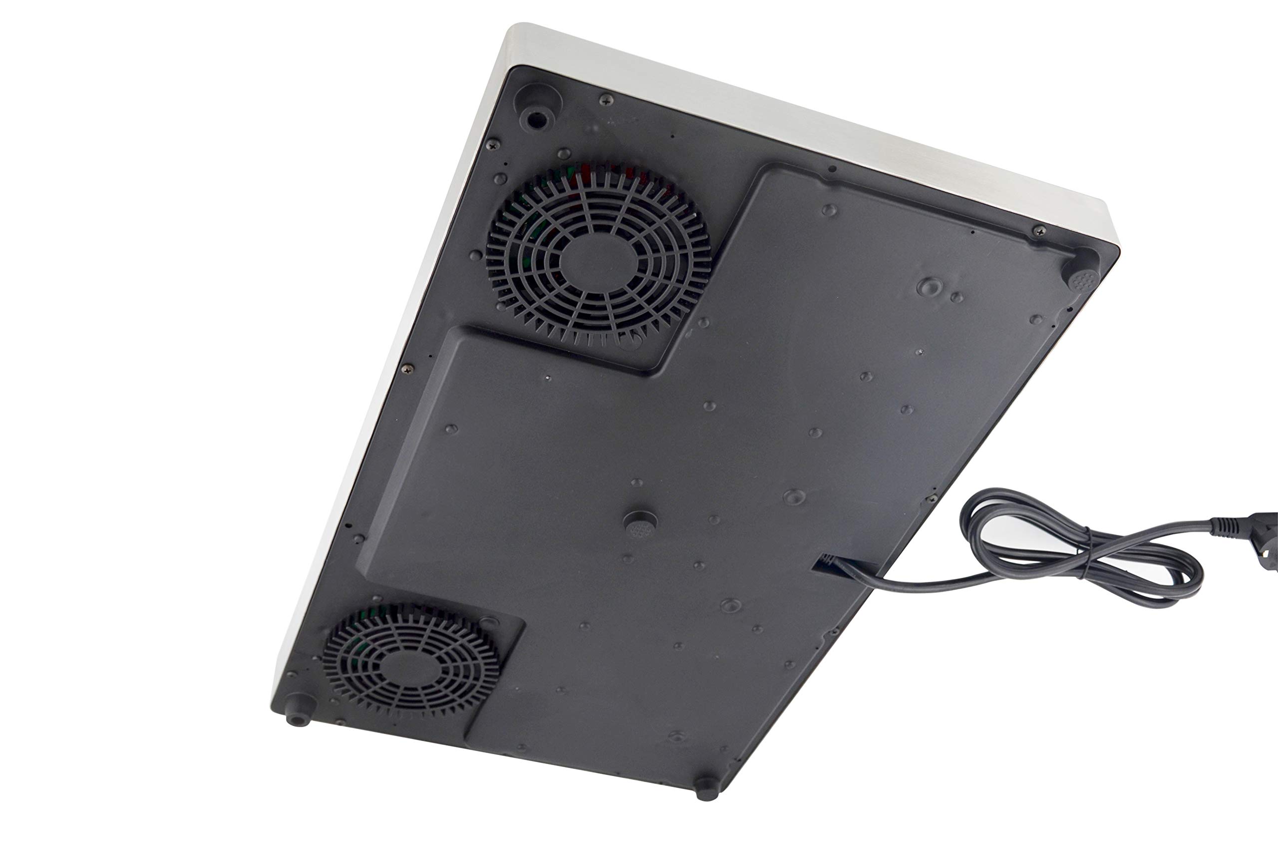 HENDI Piano cottura a induzione doppio, fornello induzione, portable, controlli touch sensitive, funzione timer e Boost, 35-240 °C, 230V, 3500W, 608x370x(H)61 mm, argentato, acciaio inossidabile