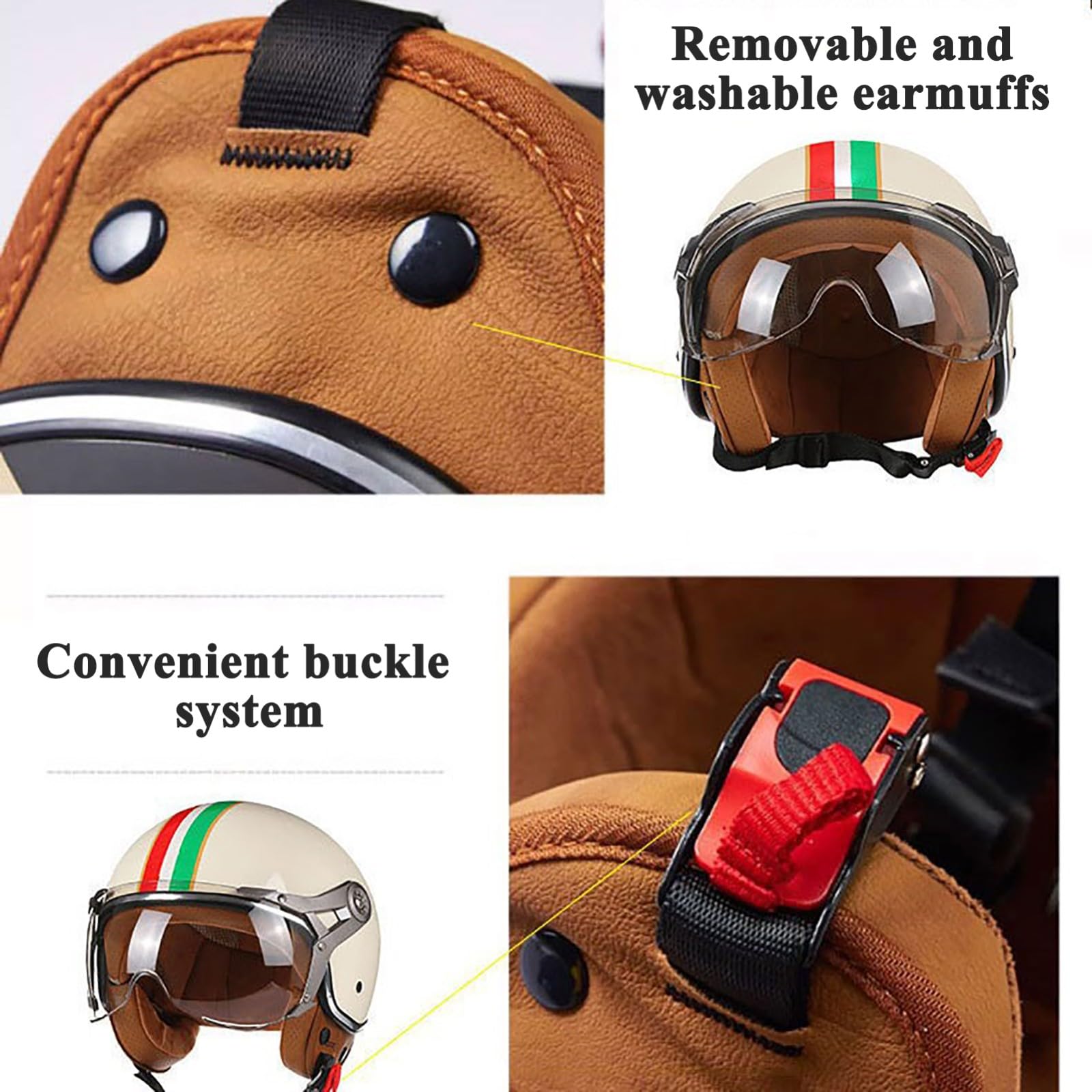 Kask motocyklowy otwarty dla dorosłych (mężczyzn i kobiet), kask motocyklowy z wizjerem, homologacja ECE 2205, kask na skuter, cruiser i motorower do dojazdów do pracy w mieście.