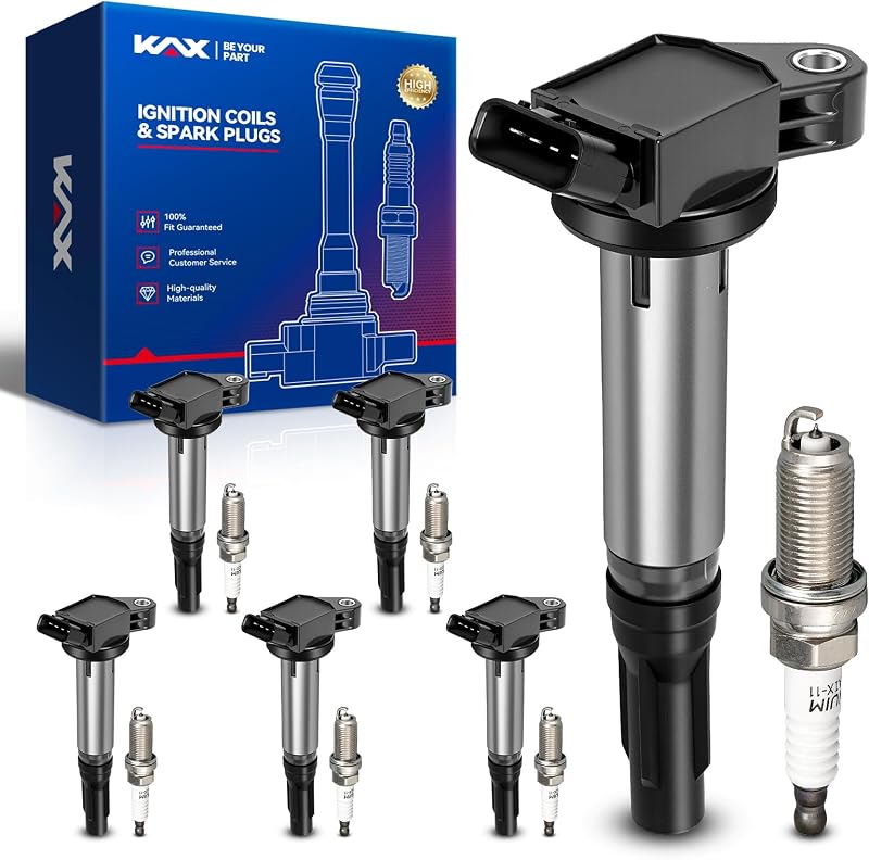 Kit com 6 Bobinas de Ignição KAX UF487 e 6 Velas de Ignição 5018 para Toyota V6 4.0L