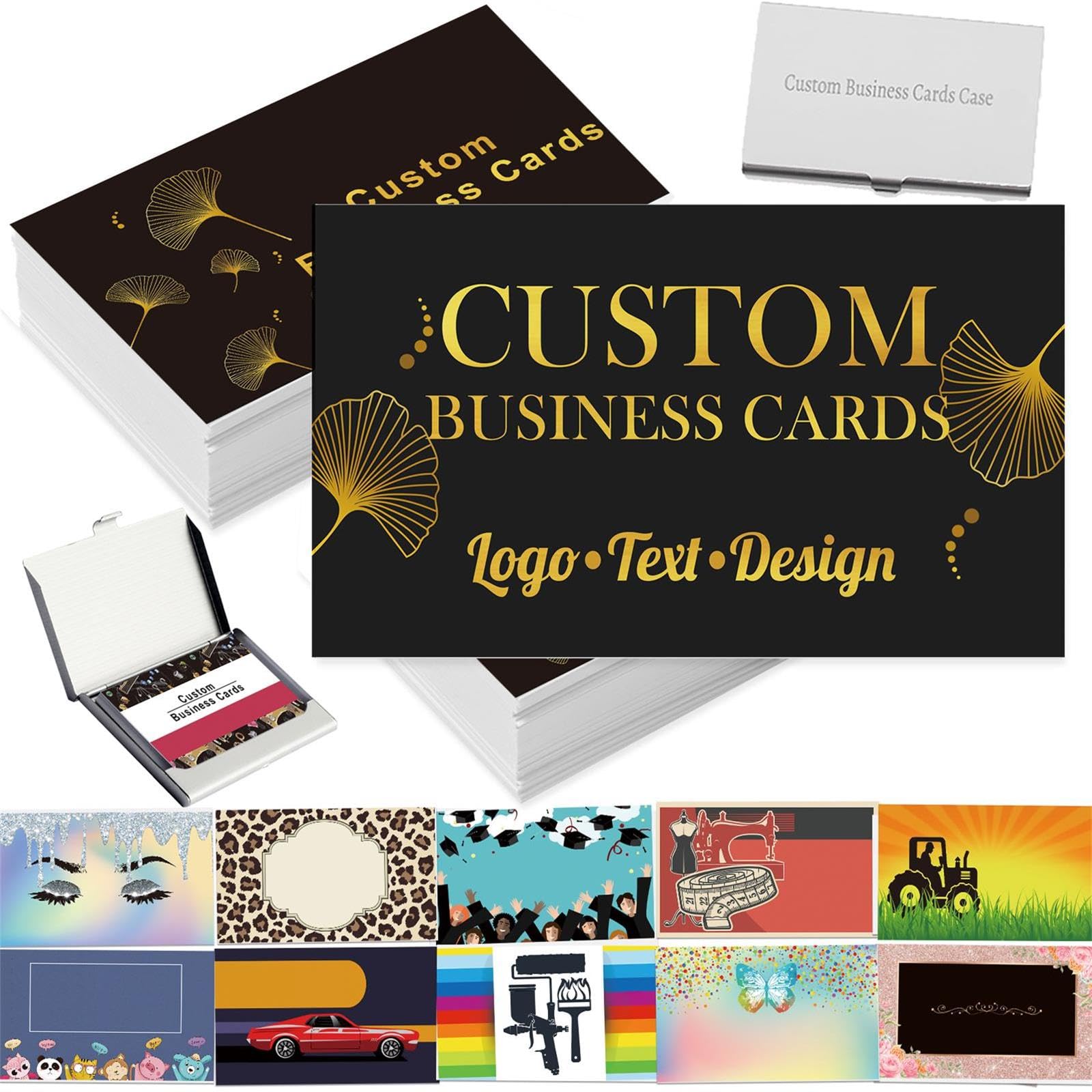 Custom Business Cards Customized with Logo Personalized Business Cards Customizable 100 200 500 1000 for Small Business Double-Sided Waterproof
