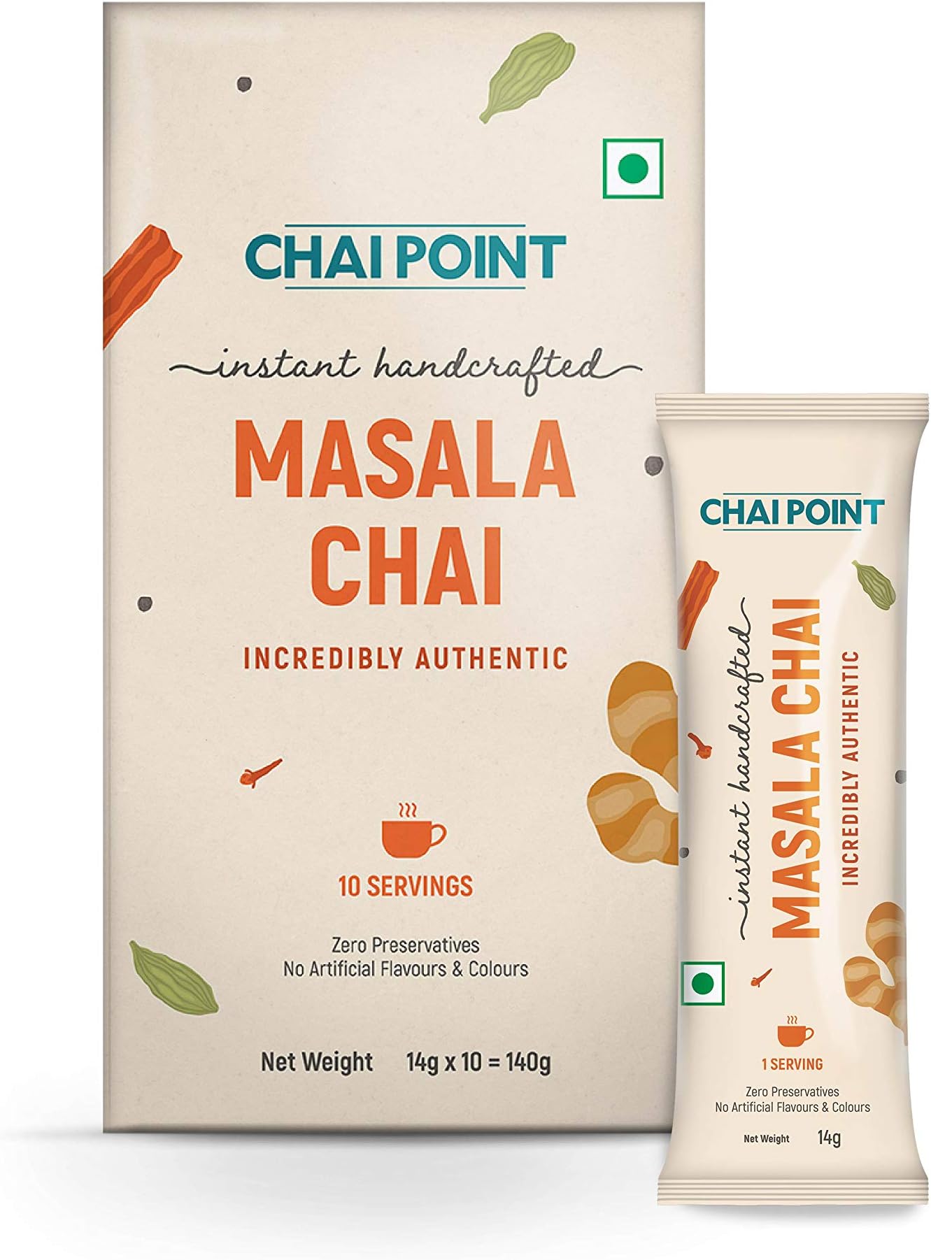 Instant Masala Tea 10 Sachets | Authentic Masala Chai with Pure Indian Spices | No Preservatives | Richly Flavored Instant Tea Premix | Quick, Healthy & Aromatic Chai