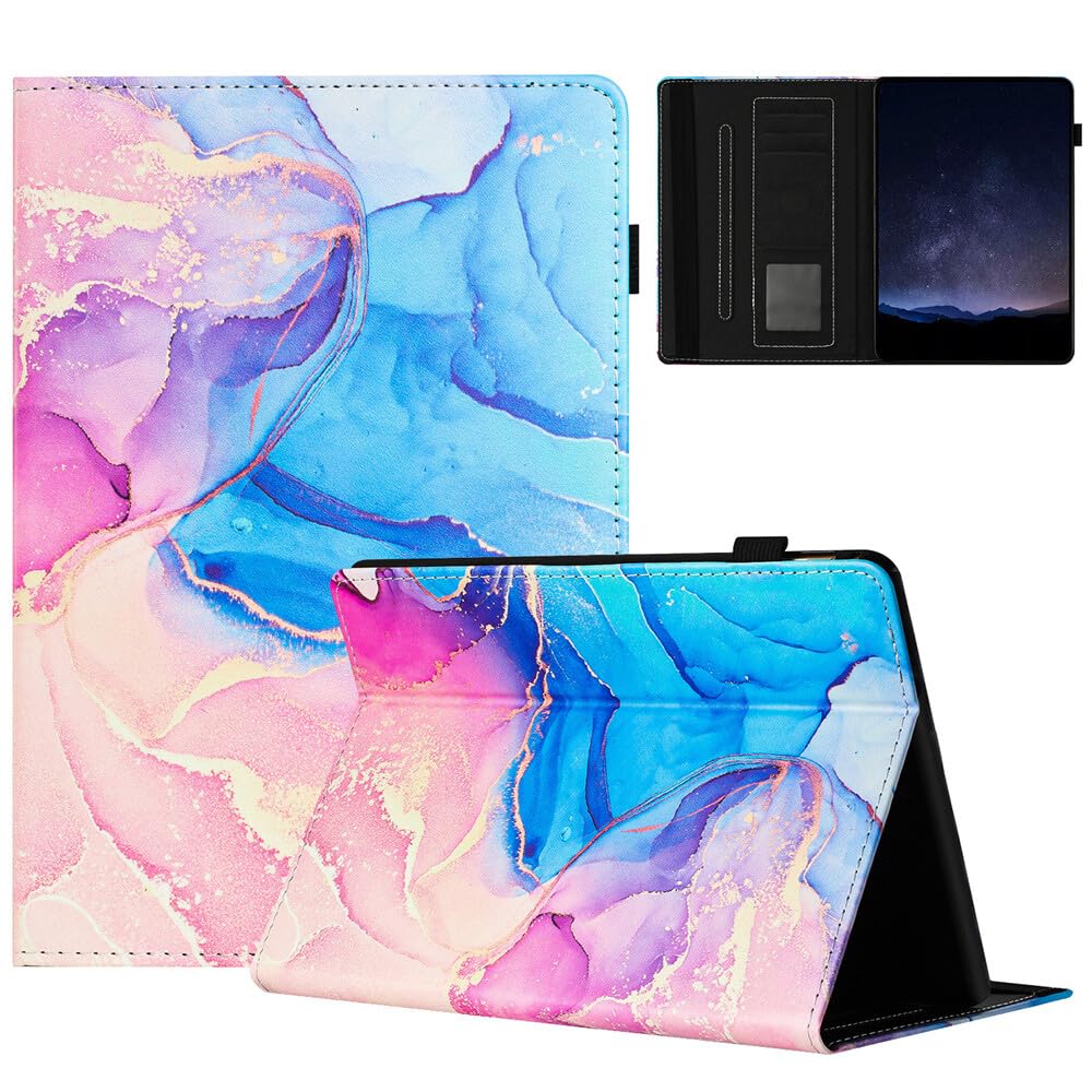 Generic etui kompatybilne z czytnikiem e-booków Kindle Paperwhite 2 (2013) (wzór: marmurowy różowy niebieski) skórzany portfel etui z klapką
