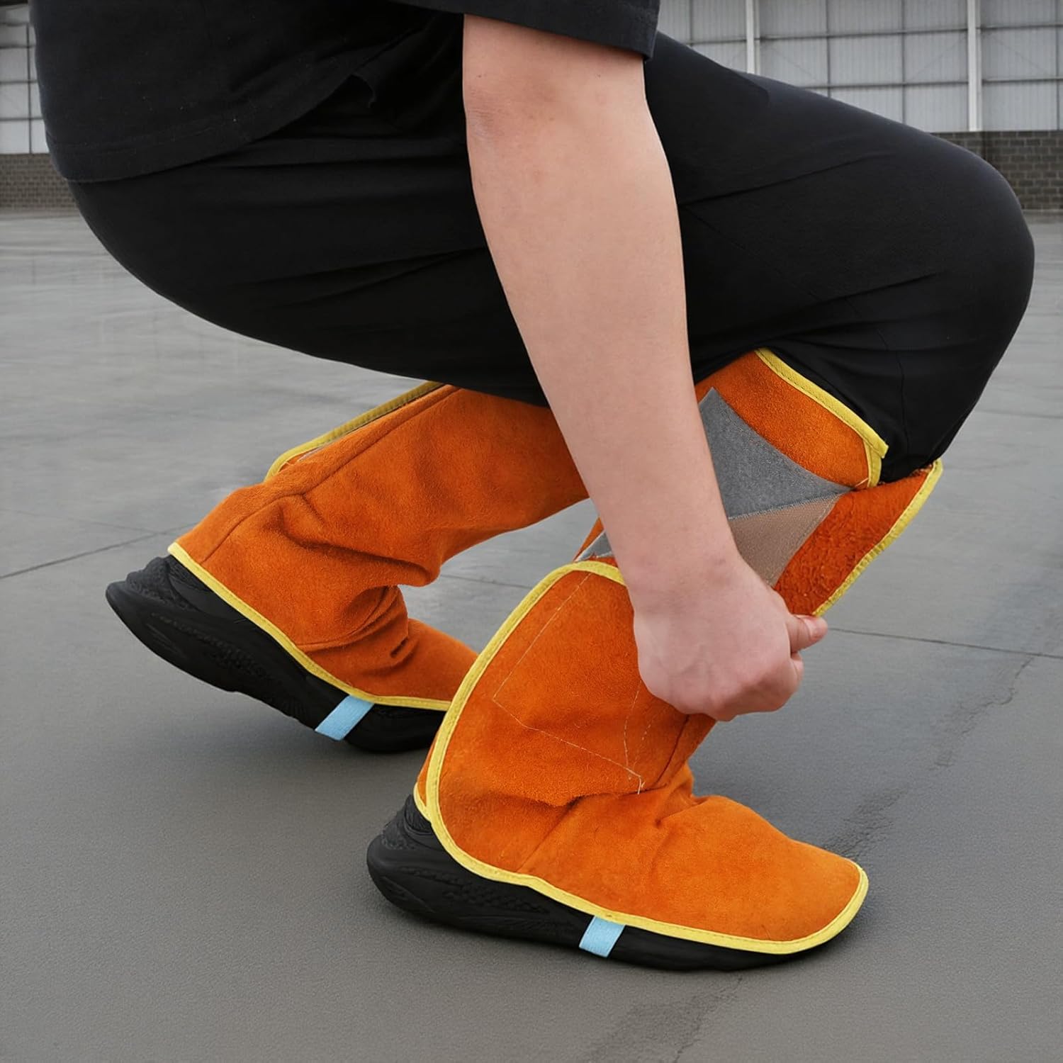 Leather Welding Spats Welding Shoe Covers Extra Long Weld Leg Covers Boot Spats Protecter Protective Cover Full Coverage Weld Gaiters Guards, Foot Safety Protection for Weld - Image 5