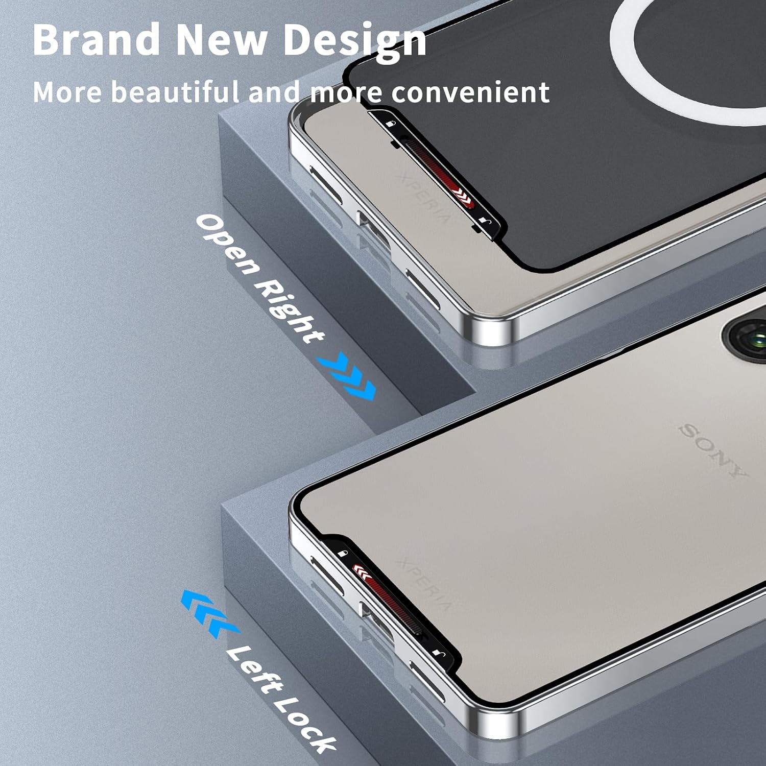 Metal Case for Sony Xperia 1 VI (2024), Military-Grade Metal Bumper Shockproof Translucent Cover Matte PC Back Cover with Magnetic Wireless Chager Camera Lens Protection (Silver)
