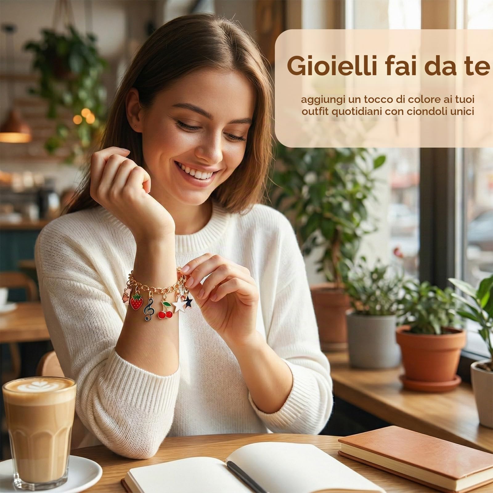 60 Pezzi ciondoli per collane fai da te, mini ciondoli colorati, per bracciali, braccialetti fai da te, Charms in Lega, di Creazione di Gioielli