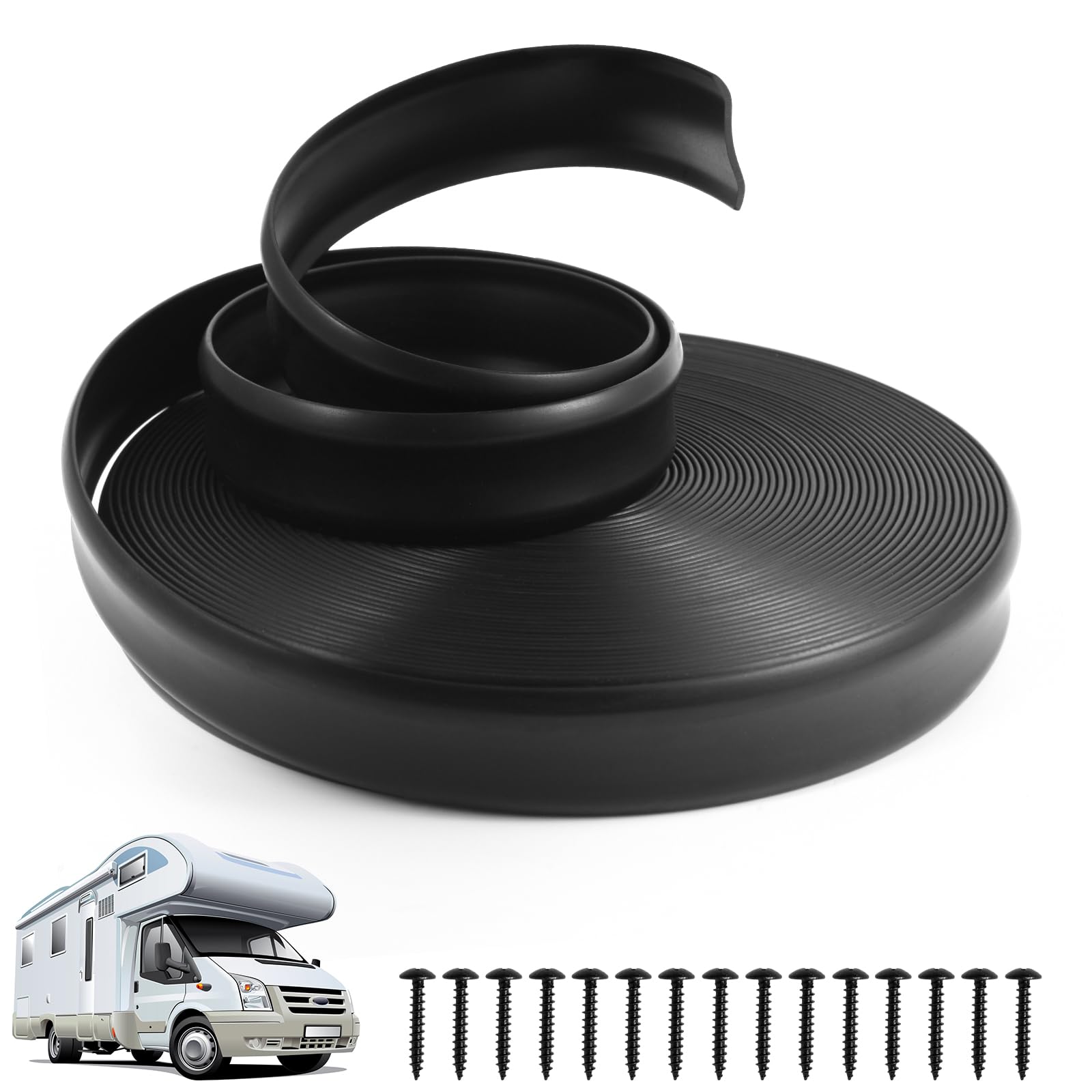 GGTE Rv Rubber Molding Trim for Rv Insert Trim Molding, Rv Trim Molding Exterior, Rv Trim Seal, UV-Resistant Vinyl RV Corner Molding, Rv Channel Trim 1” (Black) | 35FT