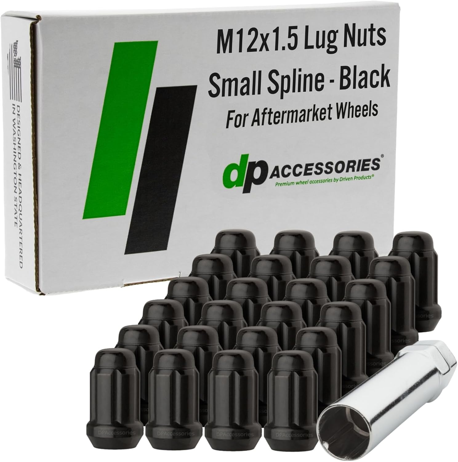 DPAccessories Black Spline Lug Nuts M12x1.5 Lug Nuts 24