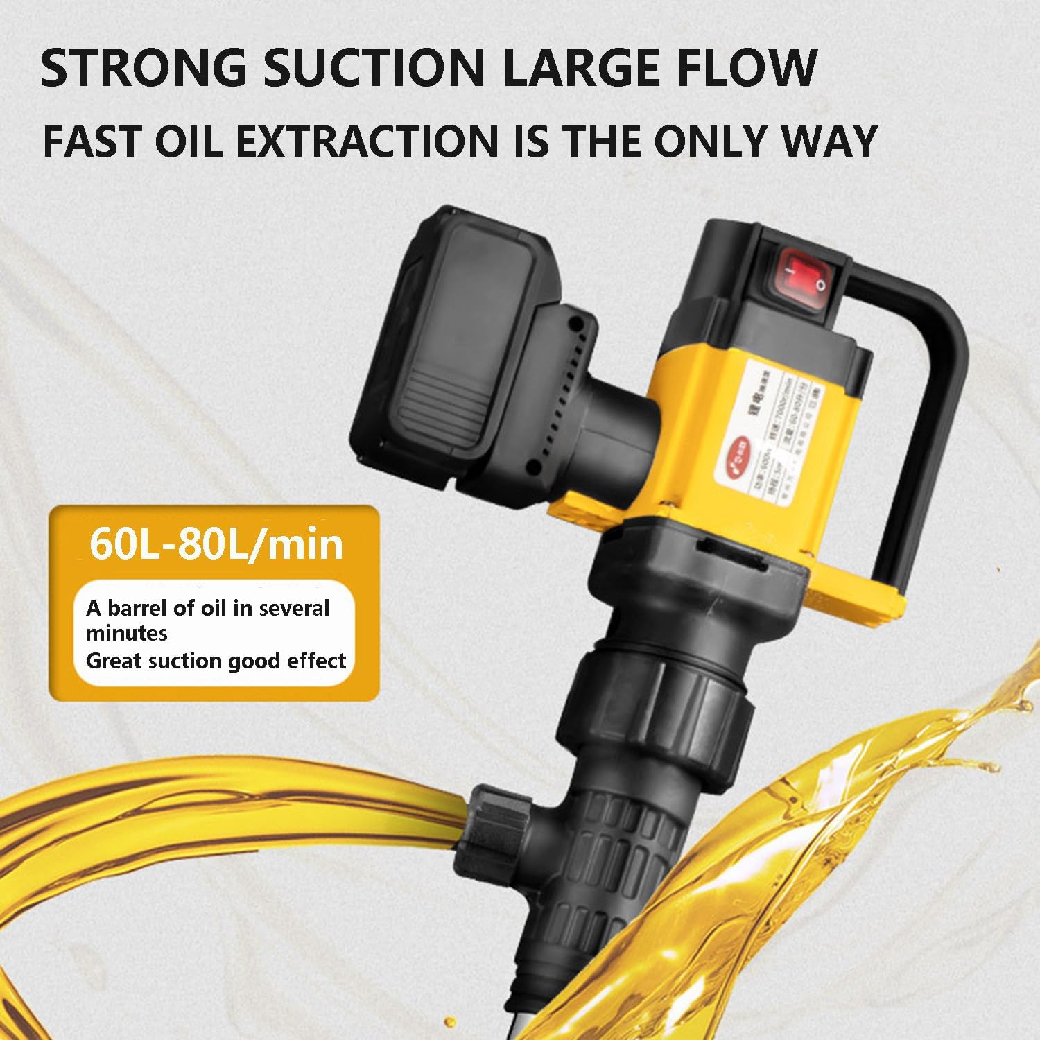 850w Diesel Transfer Pump, 3500rpm Fuel Barrel Pump, Three Adjustable Speeds, 60-80l/Min Flow Rate, 5.0 Head, Suitable for Large Equipment and Food Processing,A