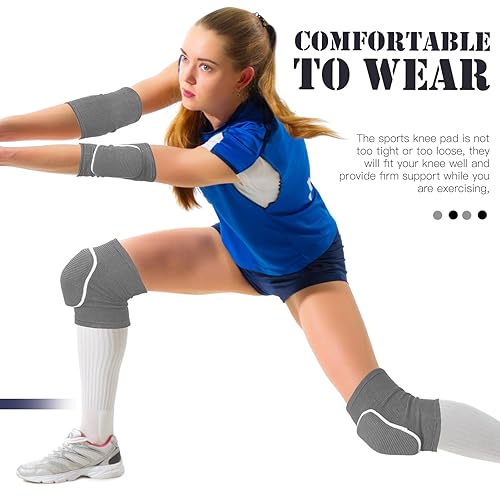 Miniatura 6 de Sosation Rodilleras de voleibol con almohadilla de protección, 2 pares de mangas de antebrazo para golpear y pasar, 2 pares de rodilleras suaves,