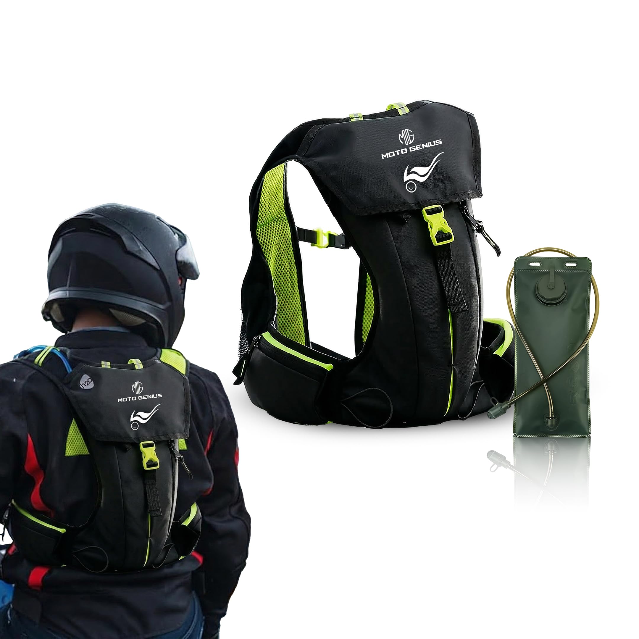 Hydration Backpack with 2L BPA-Free Bladder, Ultra-Lightweight No-Bounce Fit, Multi-Compartment Storage, Reflective Safety Strips, Ideal for Hiking, Cycling, Running, Camping (Neon)-image-37