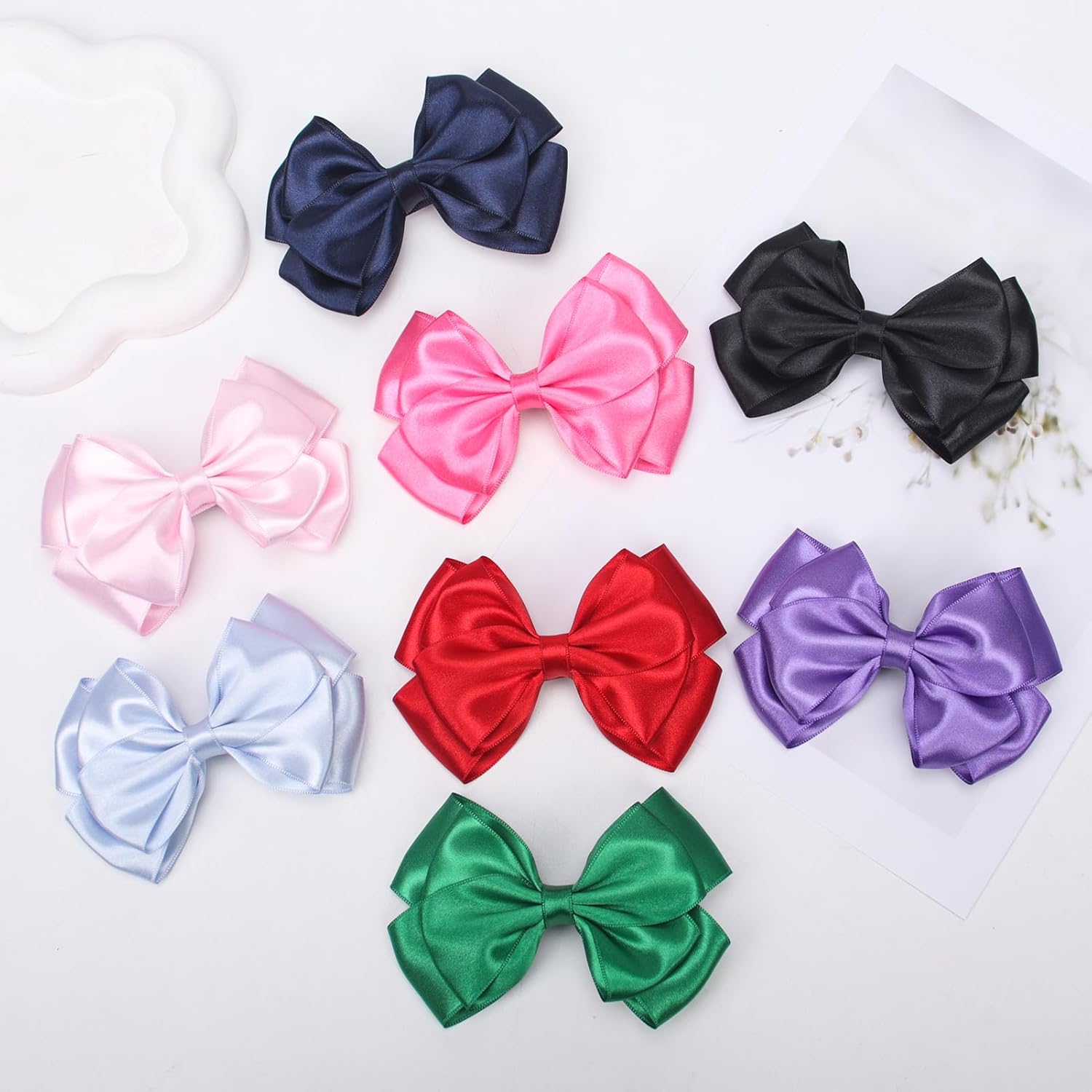 4.5" Hair Bows Clips Hair Accessories for Women Girls Toddlers Children Grosgrain Ribbon Alligator Clips (Navy Blue) - Image 9