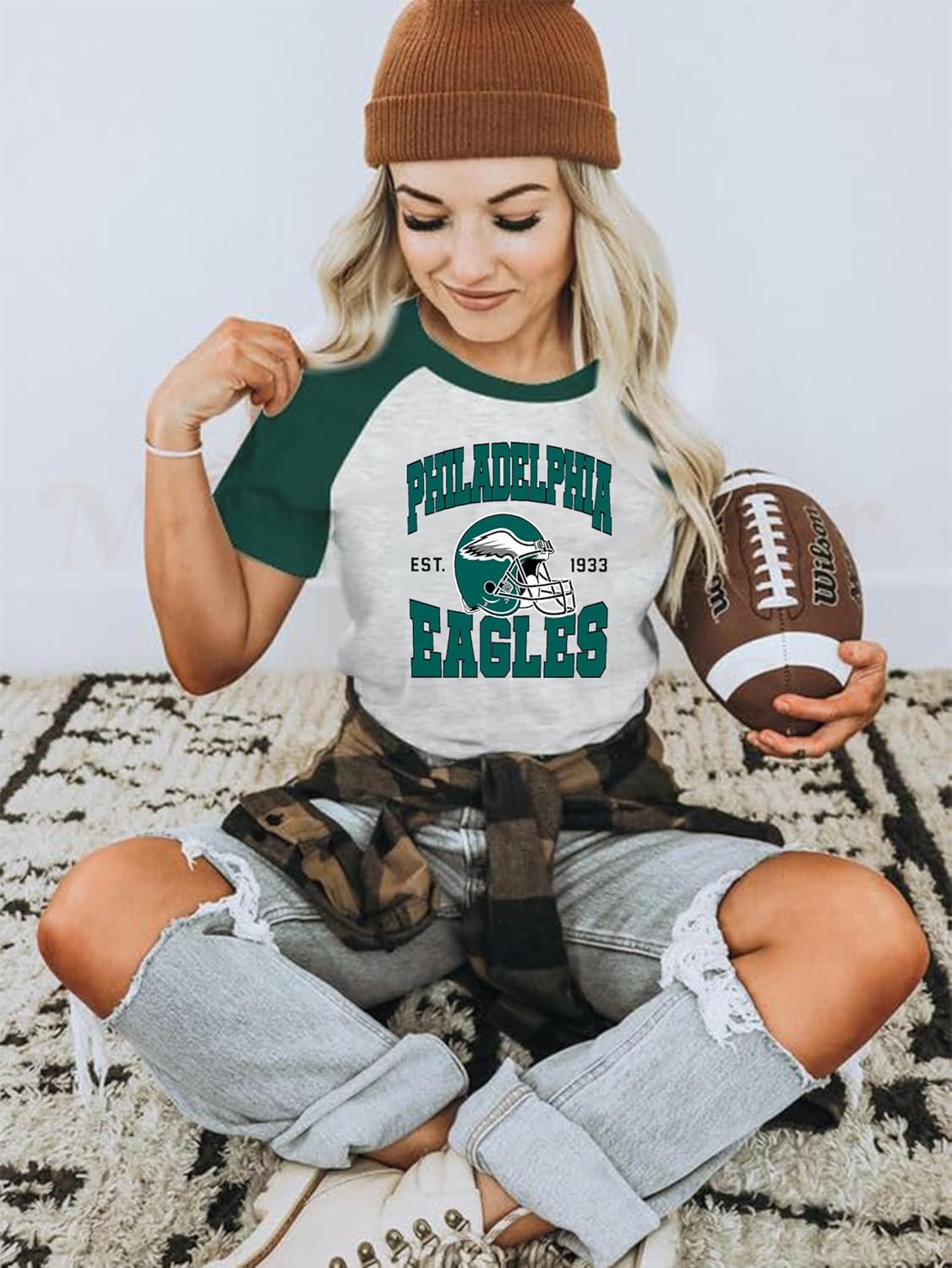 Football Shirts Women Game Day Oversized Shirt Team Fan Tee Sports Gift Tops - Image 5