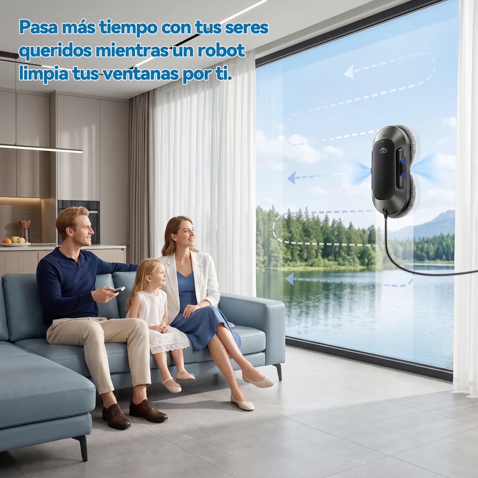 W23D Robot limpiacristales con Función de pulverización, Succión Turbo de 6500 Pa, Tecnología de Limpieza en Espiral, 3 Modos de Limpieza y navegación Inteligente para una Limpieza eficaz de Ventanas