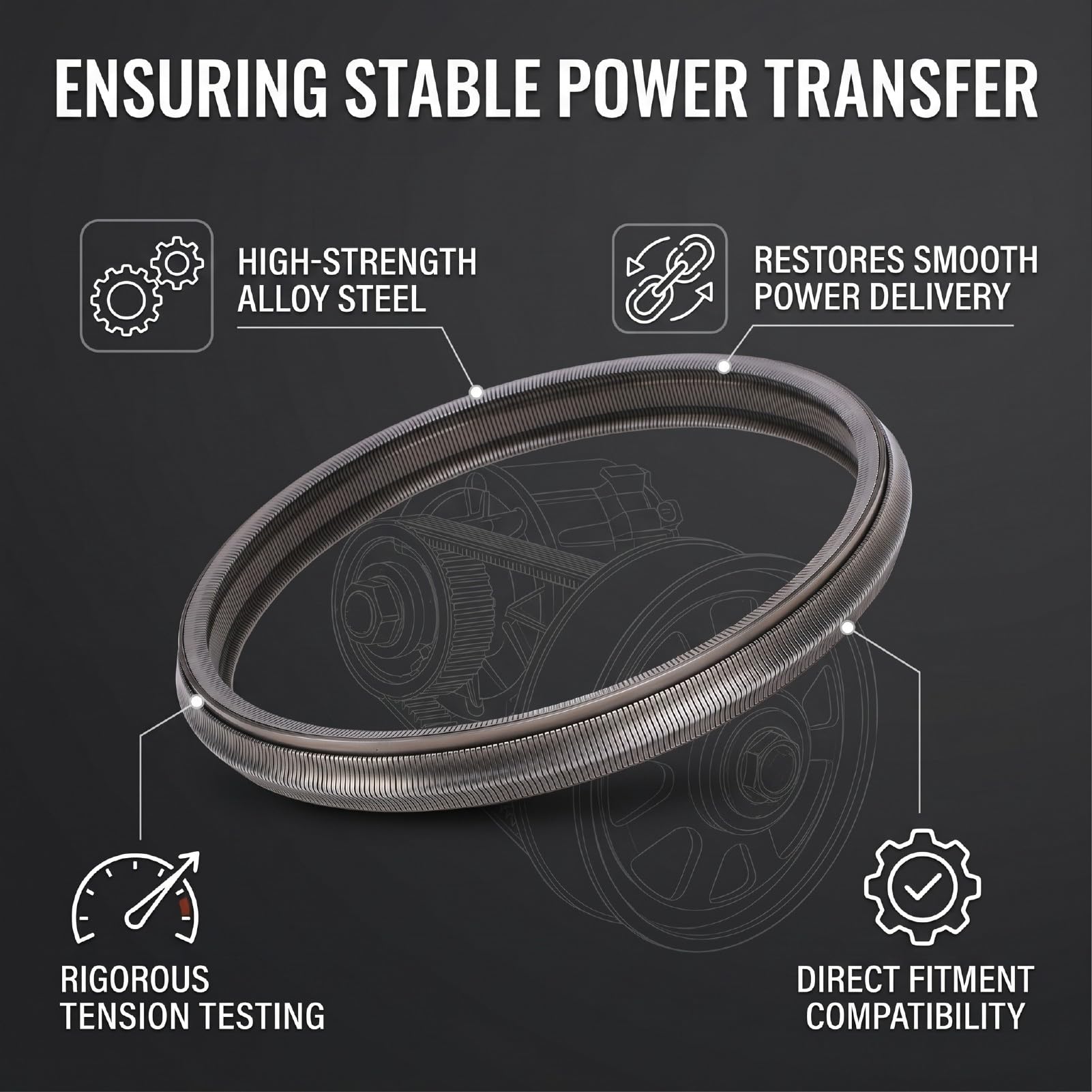 aqxreight Correa de Cadena de Transmisión CVT Cadena de Transmisión por Correa CVT K313 K311 K310 Transferencia de Potencia Estable con Construcción de Acero de Aleación para Allion