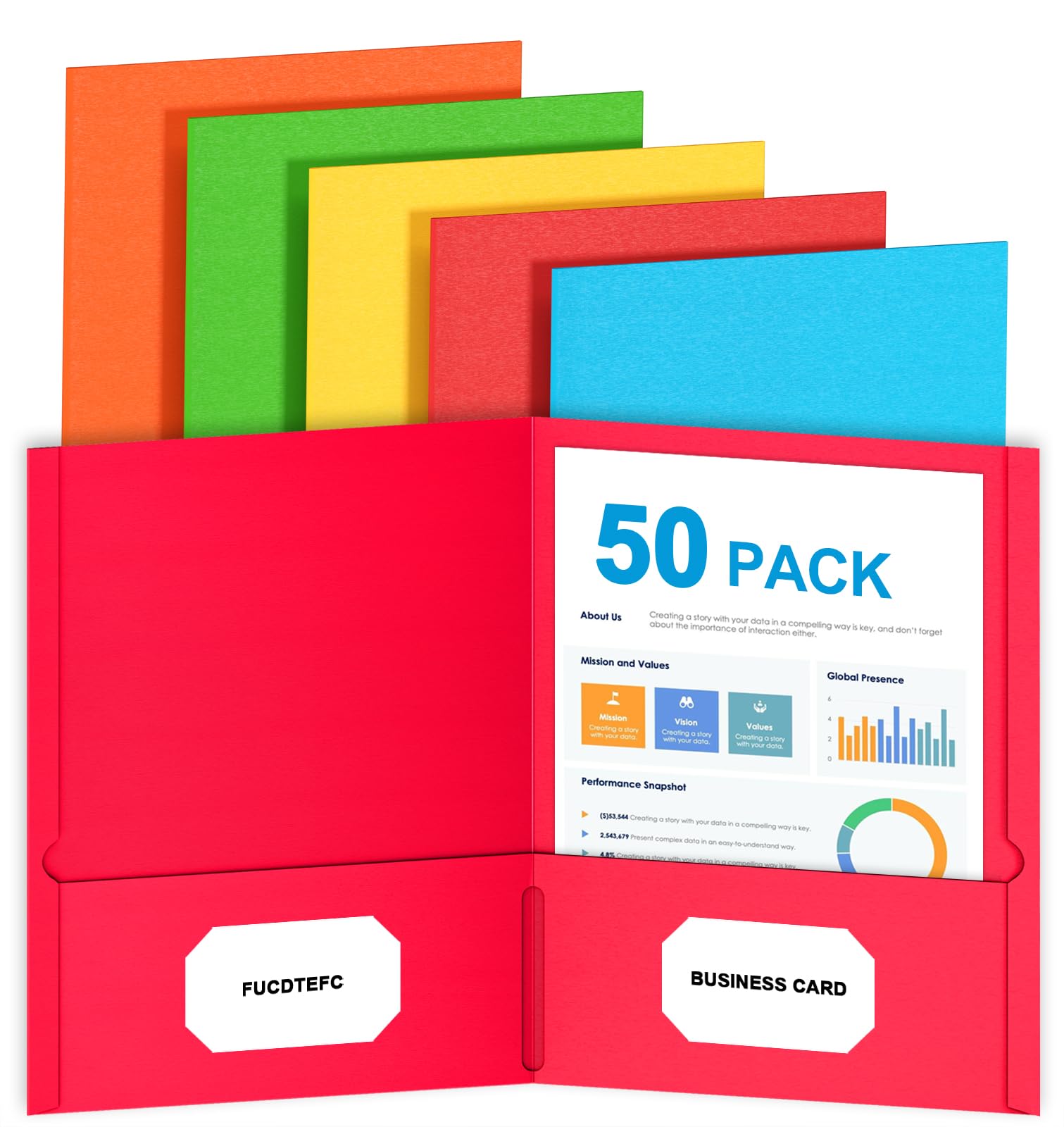 Amazon.com : FUCDTEFC 50 Pack Pocket Folders, Folder with Pockets