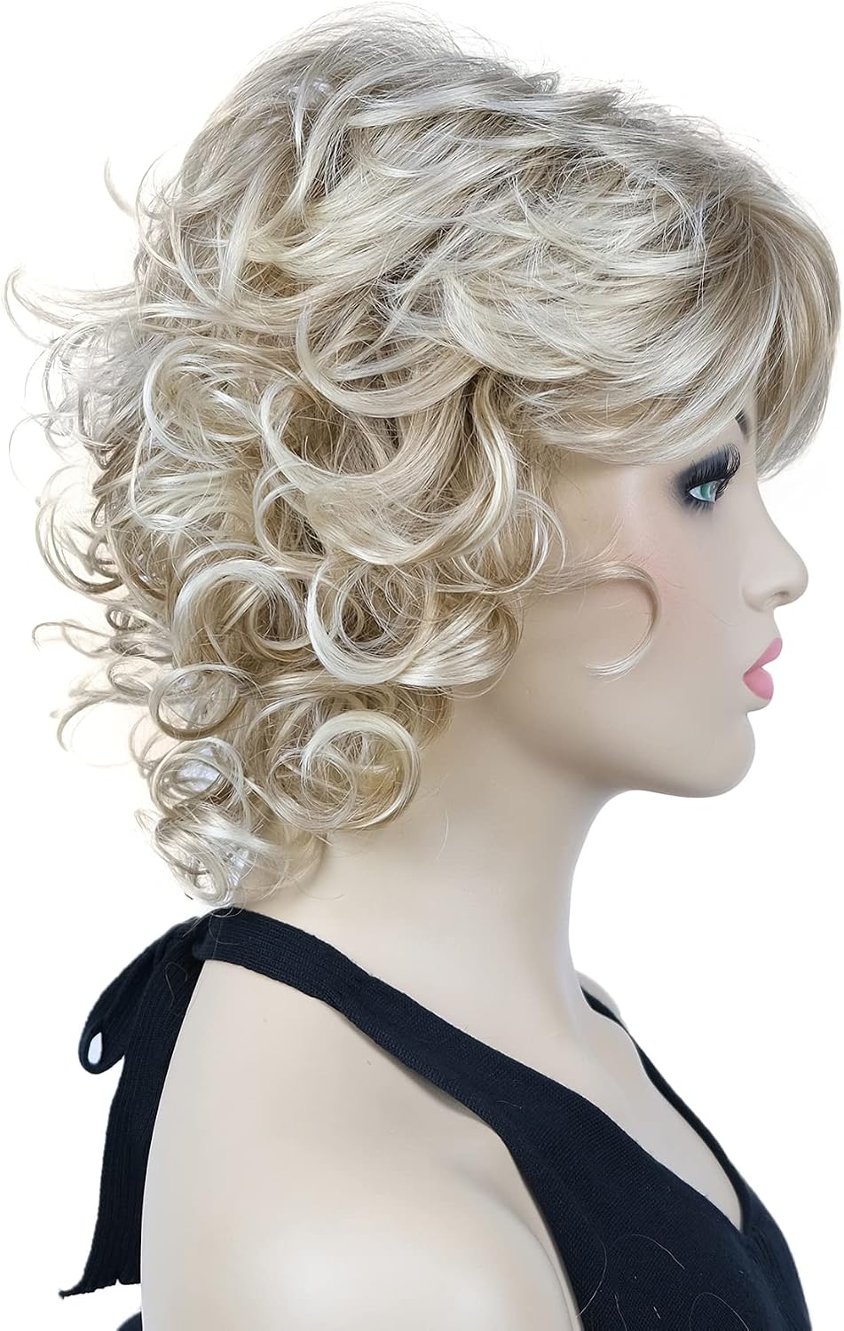 Lydell 12" Short Curly Wigs Soft Shaggy Layered Classic Cap Full Synthetic Wigs (15BT613 Blonde Mix), 12 inch - Image 5