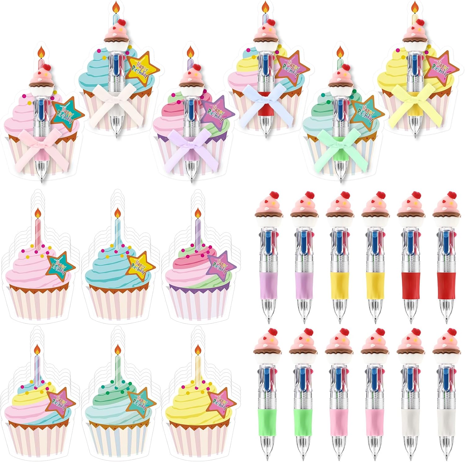 Sayglossy 24 Sets Happy Birthday Gifts Include 24 Multicolor Pens with Card
