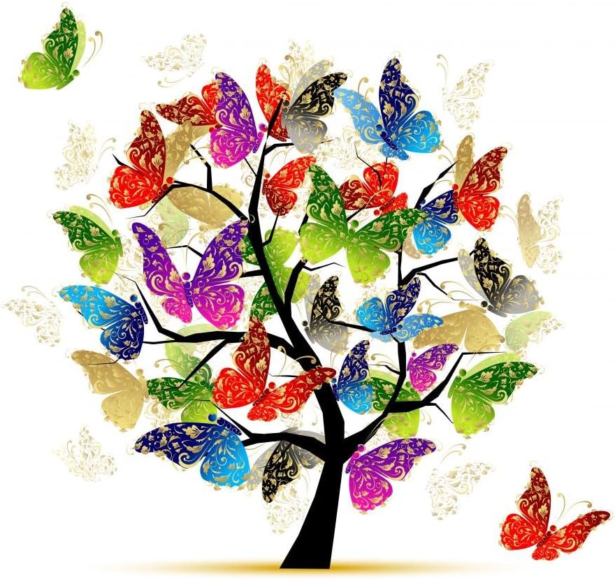 Wallmonkeys Art Tree with Butterflies for Your Design Wall Decal Peel and Stick Graphic WM31228 (18 in H x 18 in W)