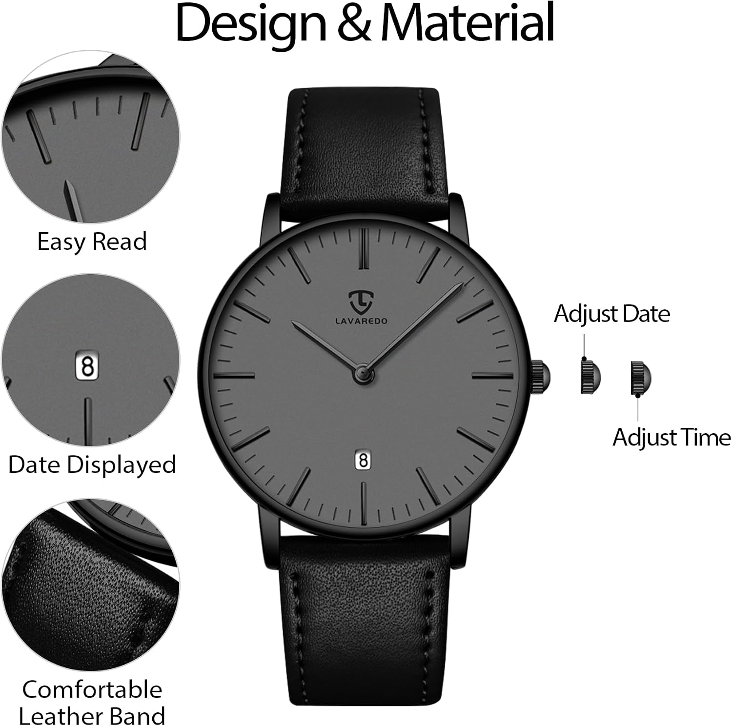 BEN NEVIS Watch, Mens Watch, Minimalist Fashion Simple Wrist Watch Analog Date with Leather Strap