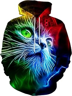 Linnhoy Unisex 3D Printed Hooded Sweatshirt Casual Pullover Hoodie with Big Pockets