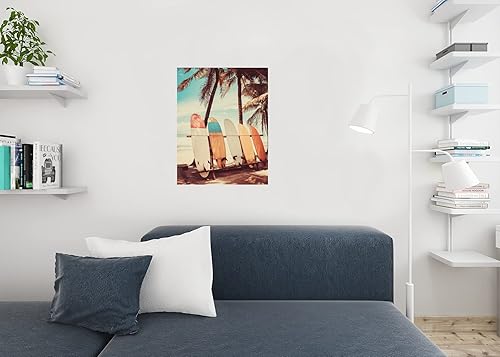 Miniatura 5 de Póster de tabla de surf, palmera, surf, viajes, playa, playa, paraíso tropical, arte del mar, olas de arena, estética, vintage, retro, vintage,