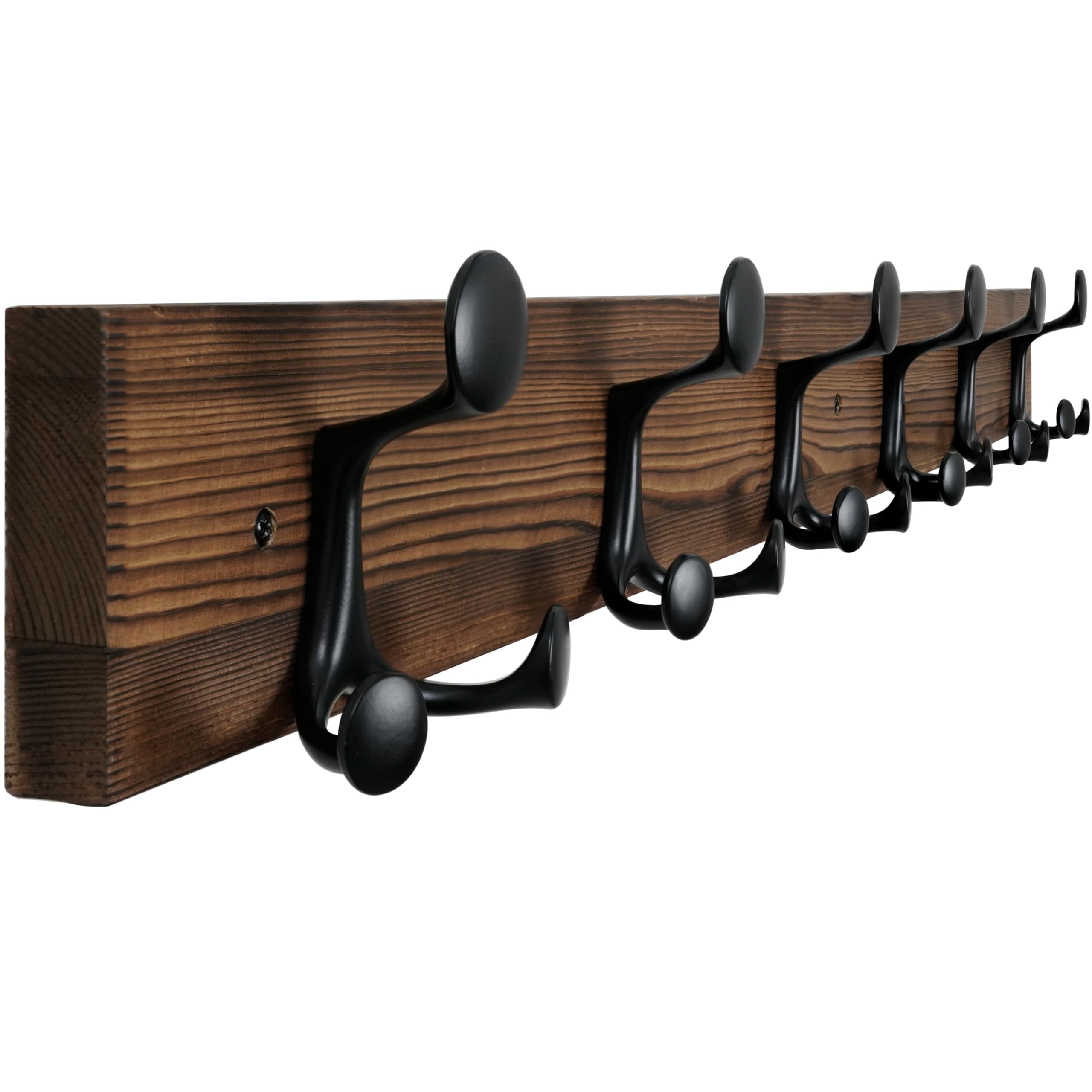 WEBI Coat Rack Wall Mount,91cm Solid Wood Coat Hooks Wall Mounted Coat Hanger,Heavy Duty Hook Rack Rail,6 Triple Hooks for Hanging Coats,Jacket,Clothes,Hat,Backpack,Brown