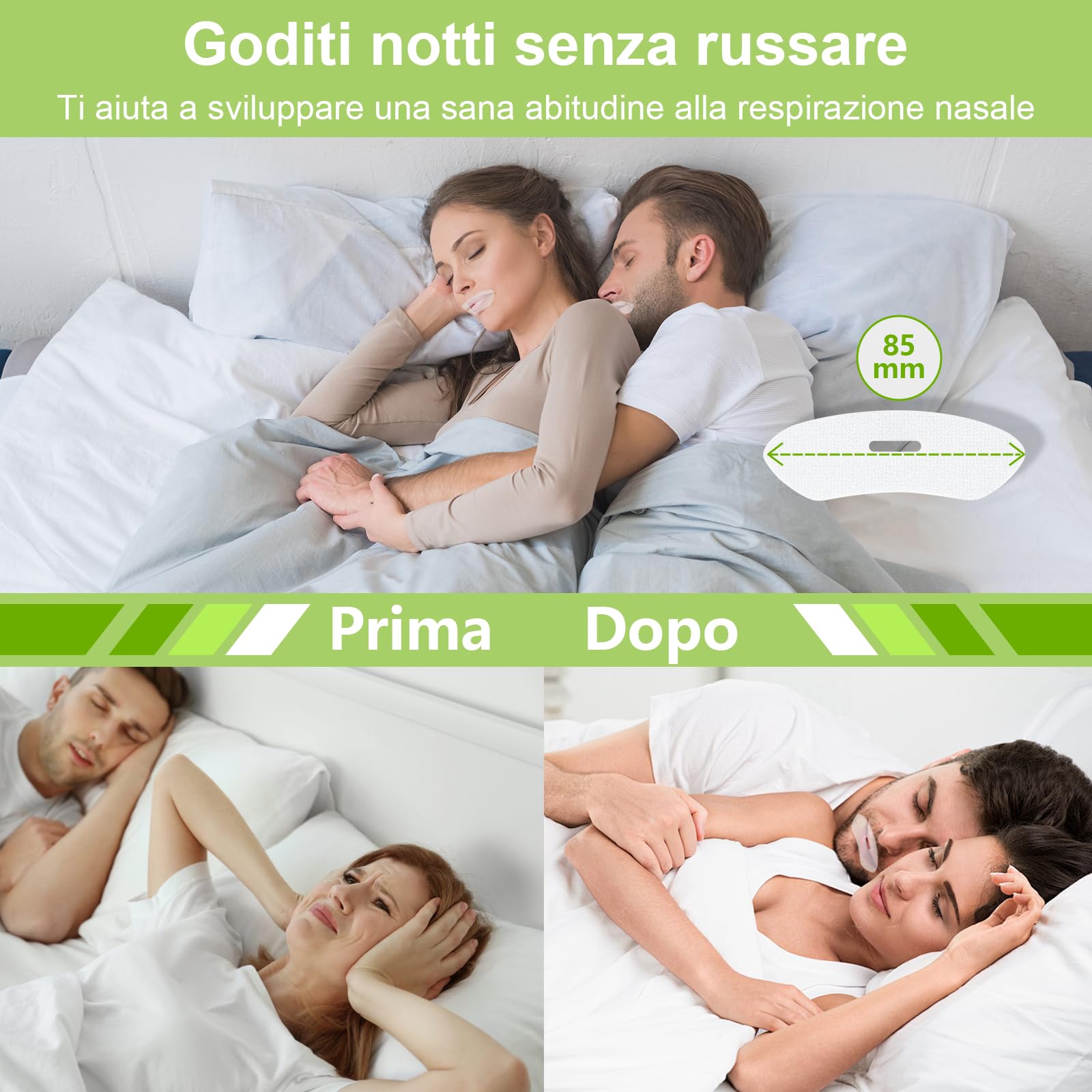 Mouth Tape for sleeping 120 Pezzi, Cerotti Bocca per Dormire per Migliorare le Cattive Abitudini Russare, Mouth Tape for Sleeping, Parlare nel Sonno, Sbavare, Dispositivo - 4