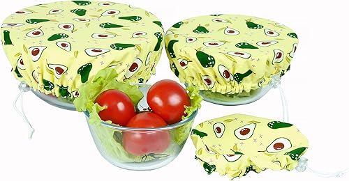 Miniatura 2 de Fundas reutilizables hechas a mano de tela de algodón, dos capas de tela (juego de 3, aguacate)